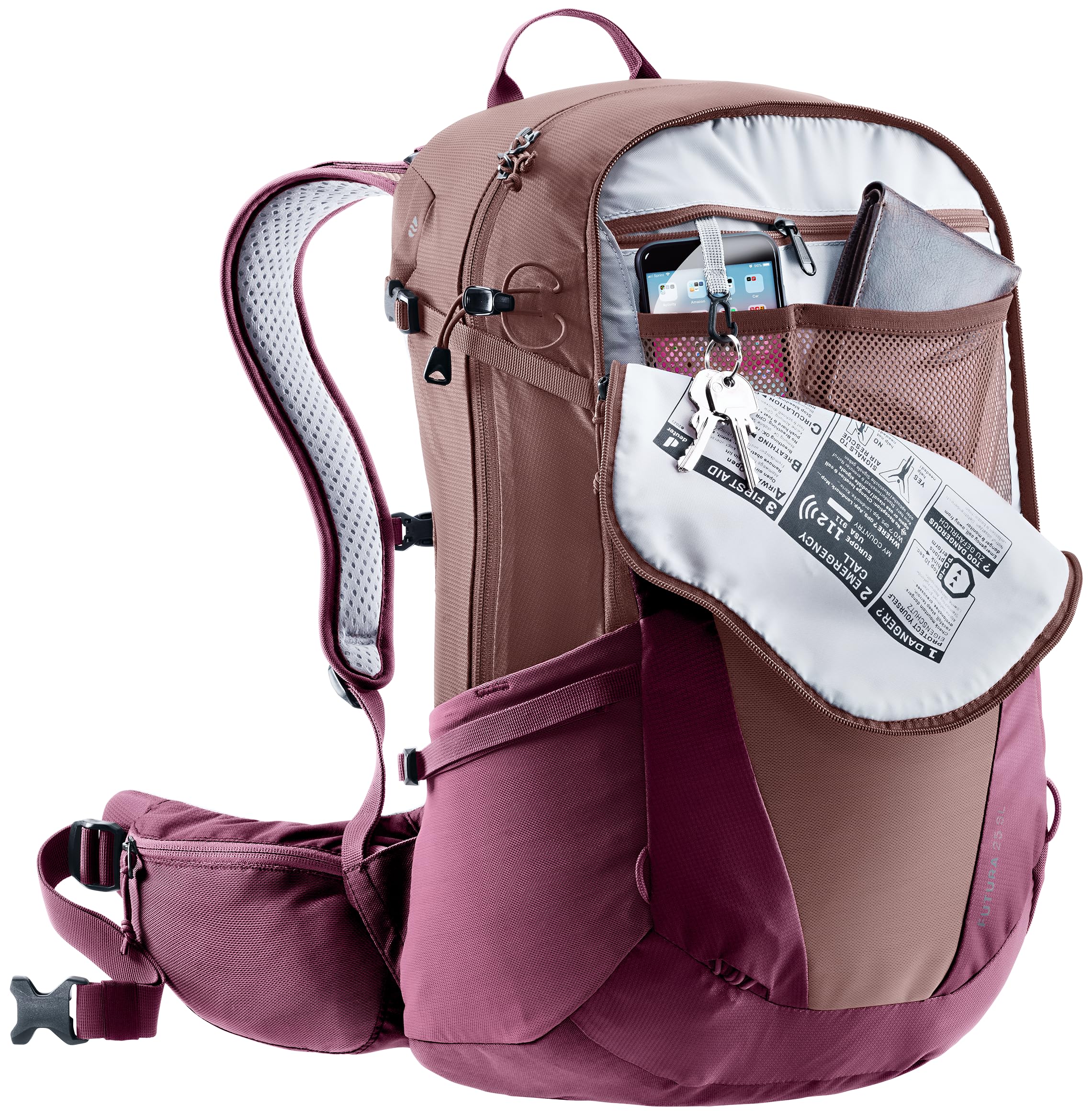 Deuter Futura 25 Sl Damski plecak turystyczny (1 sztuka), Ashrose-cassis, 25 L, Minimalistyczny