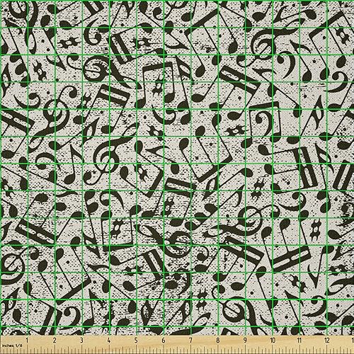 Miniatura 396 de Lunarable - Tela para amantes de perros de The Yard, patrón divertido de animales de dibujos animados en posiciones caprichosas estirando y Beige y