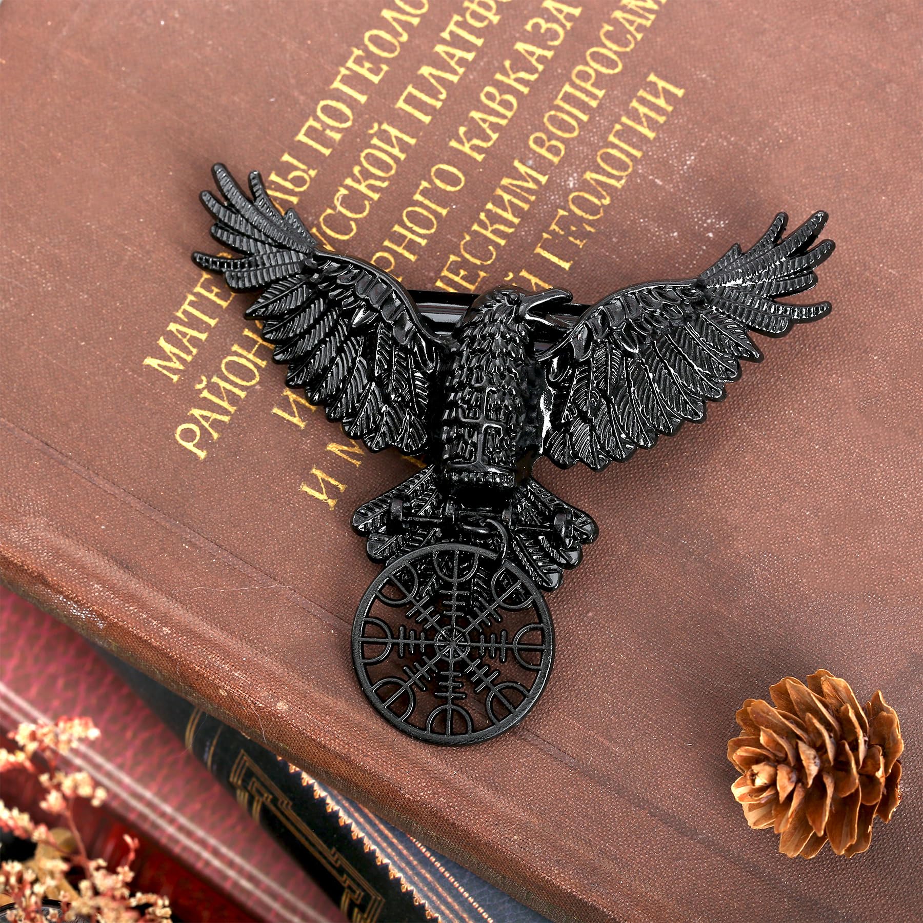 Wasise Viking Hair Accessories, Goth Hair Accessories, Black Raven Tousle Clip with Norse Runes, Metal Gothic Hairpins - Image 4