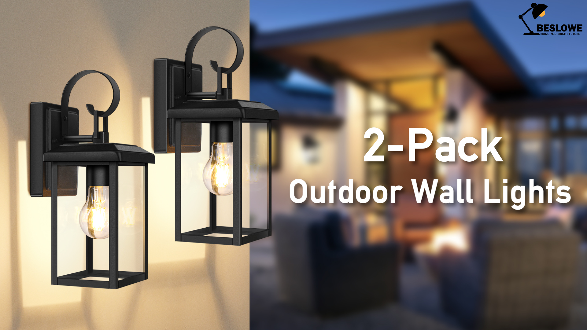 Image of BesLowe 2-Pack 15 inch Outdoor Wall Light Fixtures, Brown Modern Porch Sconces