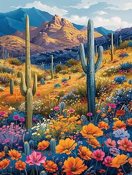 Flower Paint by Numbers Kit for Adults, Plant Paint by Numbers on Canvas, DIY Adult Crafts Painting Kits with Acrylic and Brushes, Hobbies for Women, Paintings for Home Wall Decor, 40x54 in 1-1338