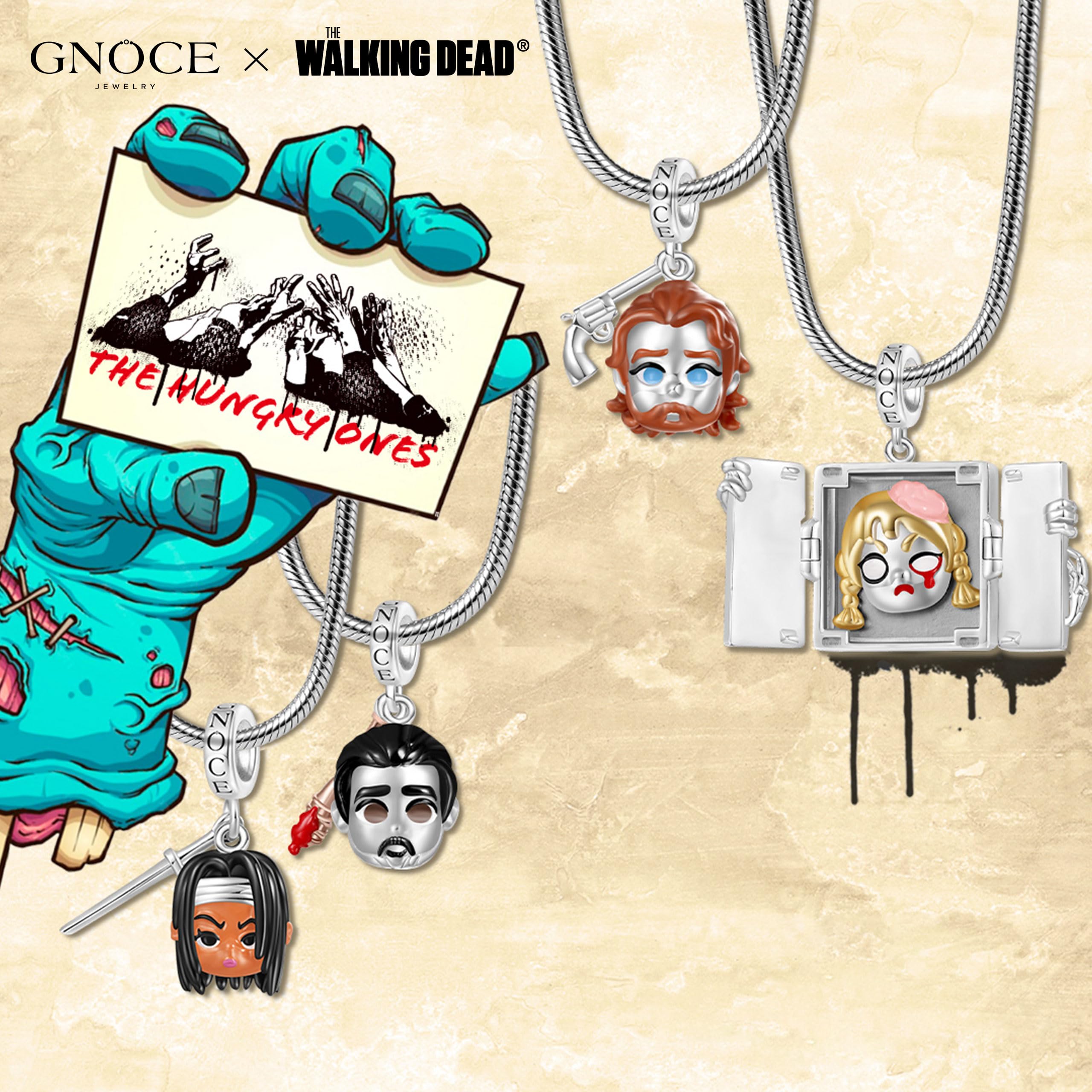 GNOCE Charm Anhänger Walking Dead Carl Grimes Anhänger 925 Sterlingsilber Beads Charms für Frauen und Mädchen Schmuckgeschenk für Filmfan