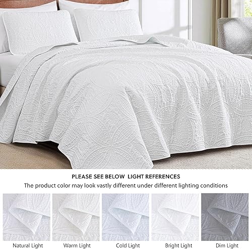 Vista 267 de Chezmoi Collection Austin - Juego de colcha tamaño Queen de 3 piezas Pinsonic acolchada de gran tamaño, tamaño Queen, terracota