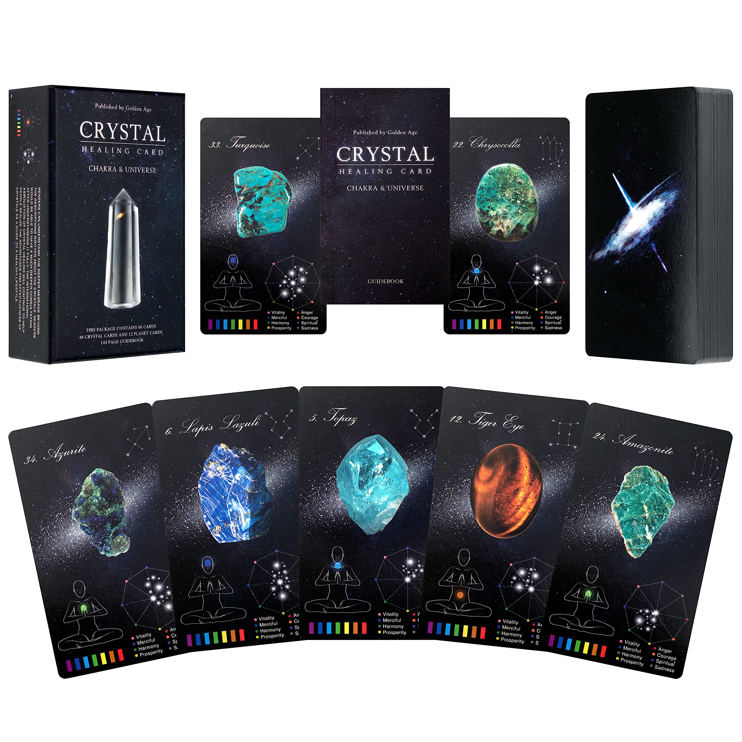 PRIME MUSE Crystals Healing Cards, Oracle Deck with Guidebook Set