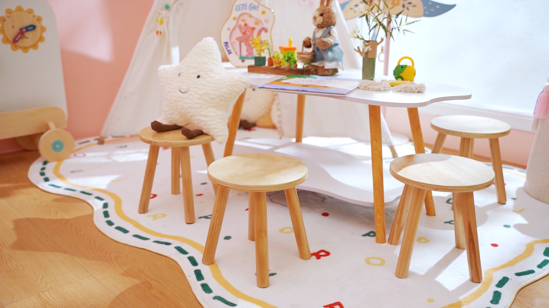 Amazon.com: Wenqik 4 Pcs Round Small Wooden Step Stool 10 Inch