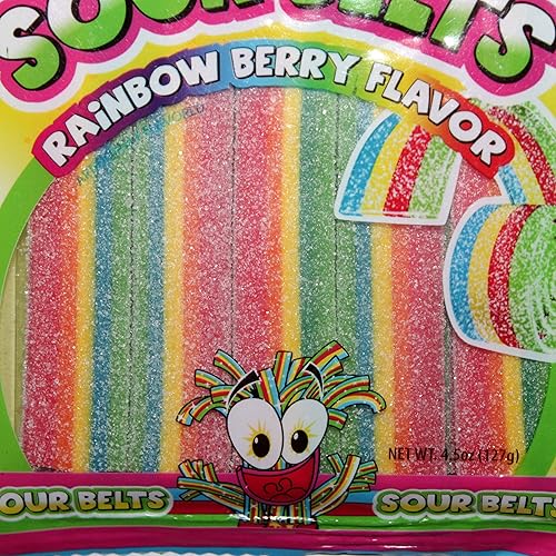 Miniatura 2 de Sour Dudes (1) Bolsa Sour Belts - Sabor a bayas de arco iris - Hecho con jugo de fruta real Sour & Sweet Candy - 4.5 onzas
