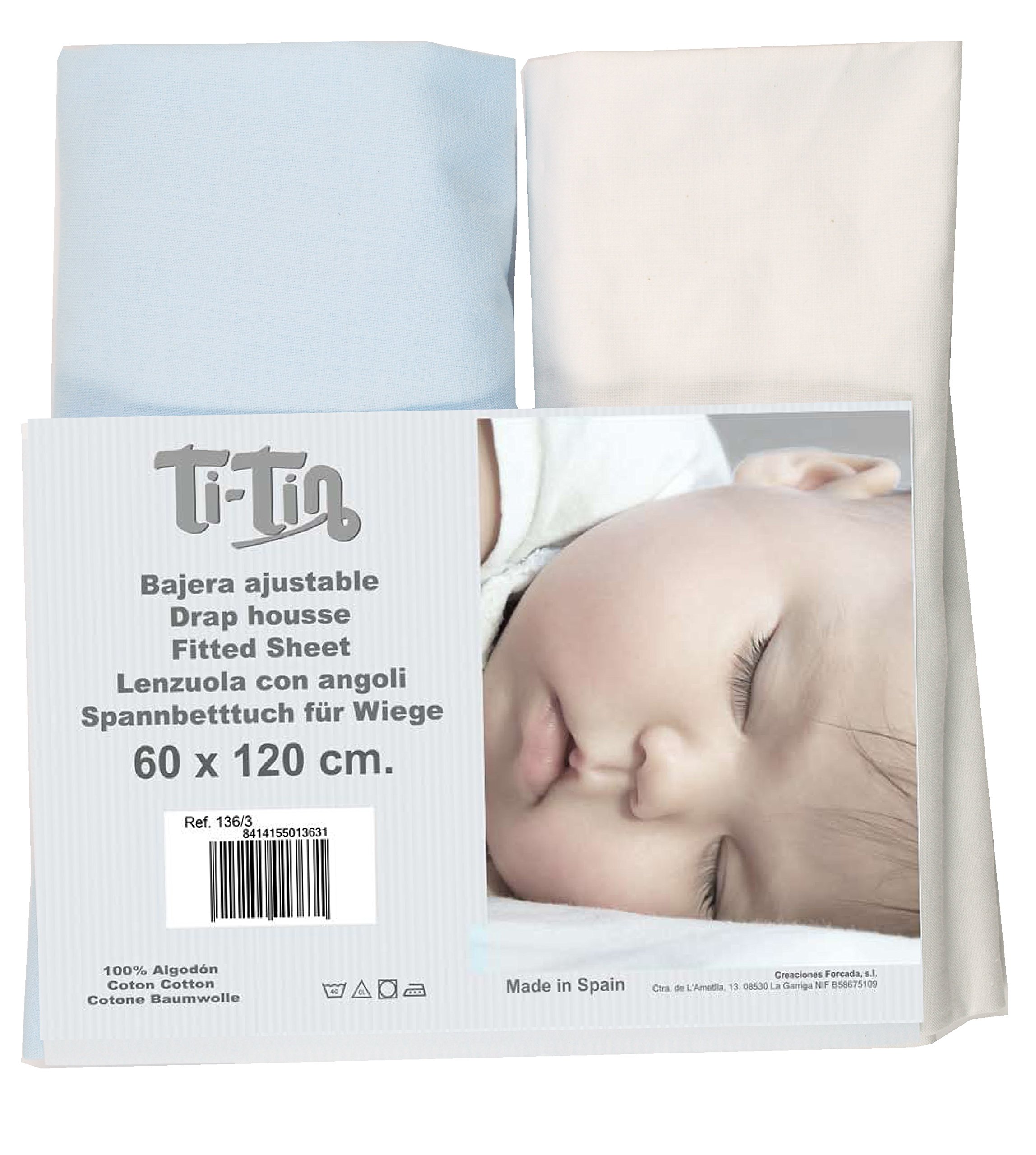 Drap Housse De Sécurité Ti TIN Pour Lit Bébé - 100% Coton Doux - 60x120 Cm