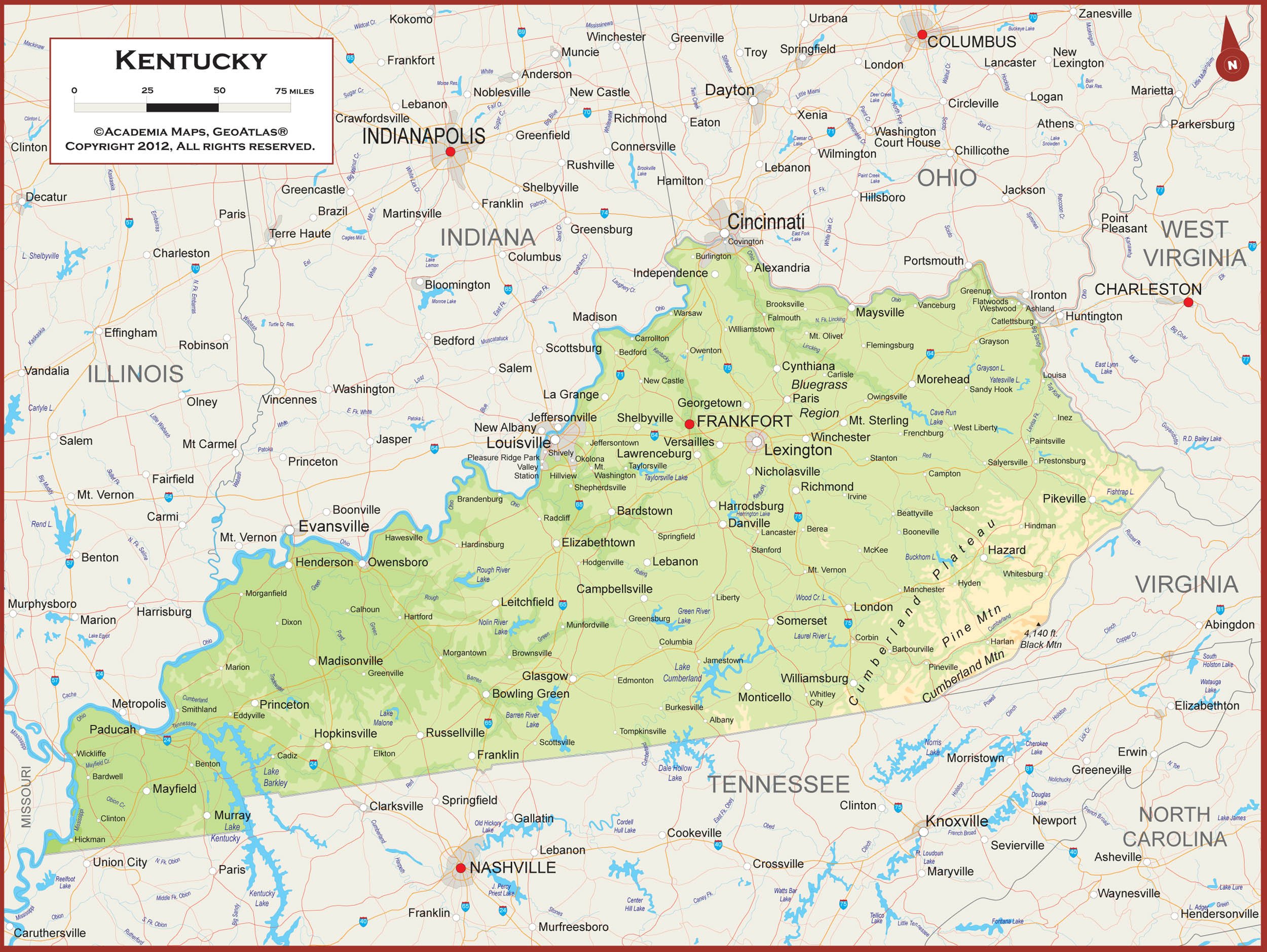 Amazon.com : 42 x 32 Kentucky State Wall Map Poster with