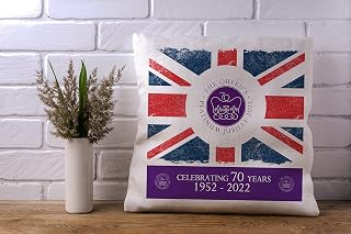 Queen Elizabeth II Platinum Jubilee Cushion Celebrating 70 Years as Monarch, 1952-2022 Celebratory Gift for Friend Family