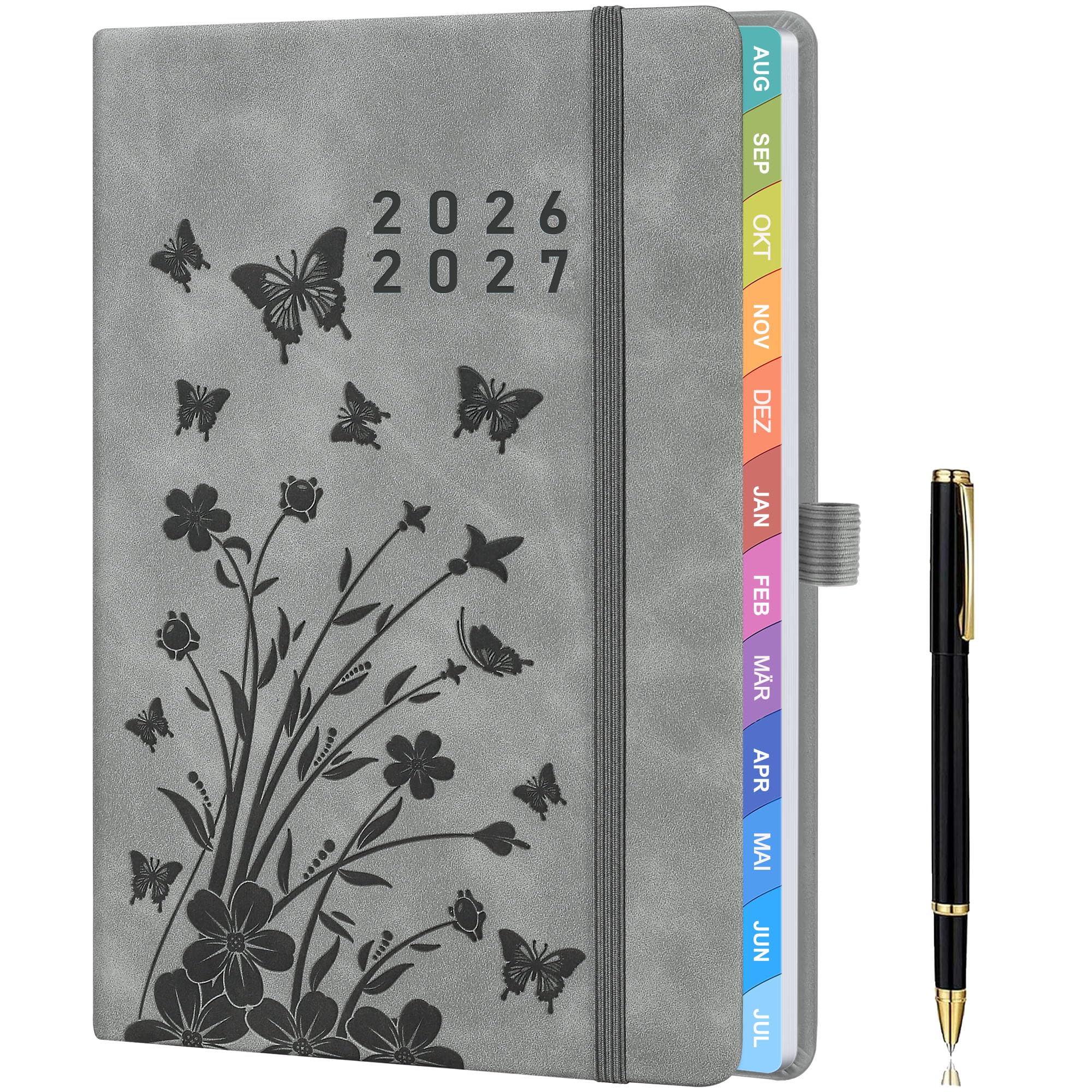 Kalender 2026 A5 – Wochenkalender, Terminkalender, Wochentimer & Wochenplaner (Jan – Dez 2026), mit Monatsübersicht, Notizseiten, Kontaktseiten und Stift, Hardcover Buchkalender
