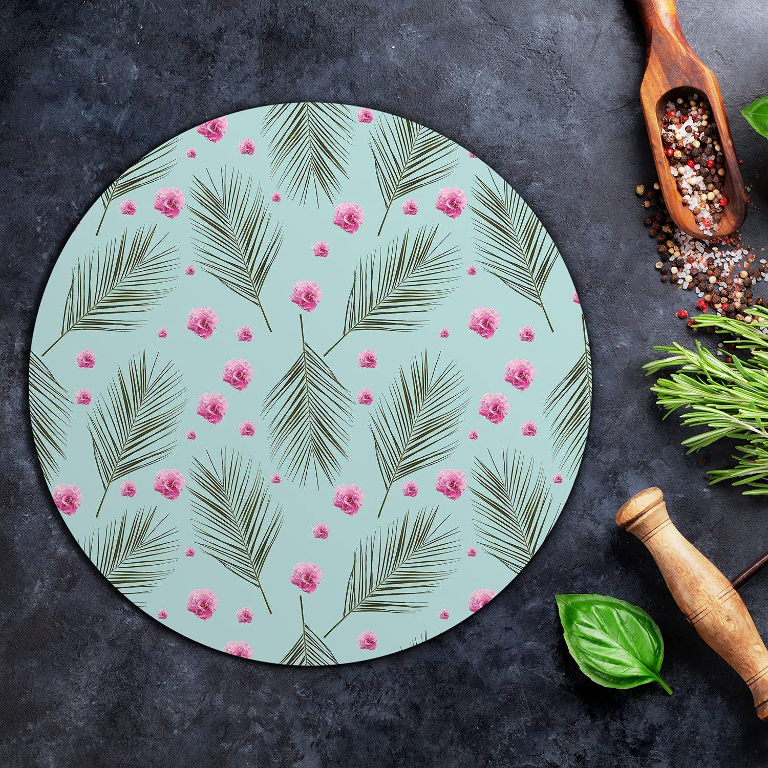 Coloray Glas Schneidebrett 40cm Herdabdeckplatte Servieren von Speisen Spritzschutz Glasabdeckplatte Gehärtetes Glas Induktionsherdabdeckung - Hawaii blüht Blumenaquarell
