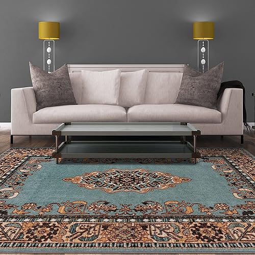 SUPERIOR Aviva Collection - Alfombra antideslizante para interiores, decoración de piso de medallón floral para sala de estar, dormitorio, oficina,