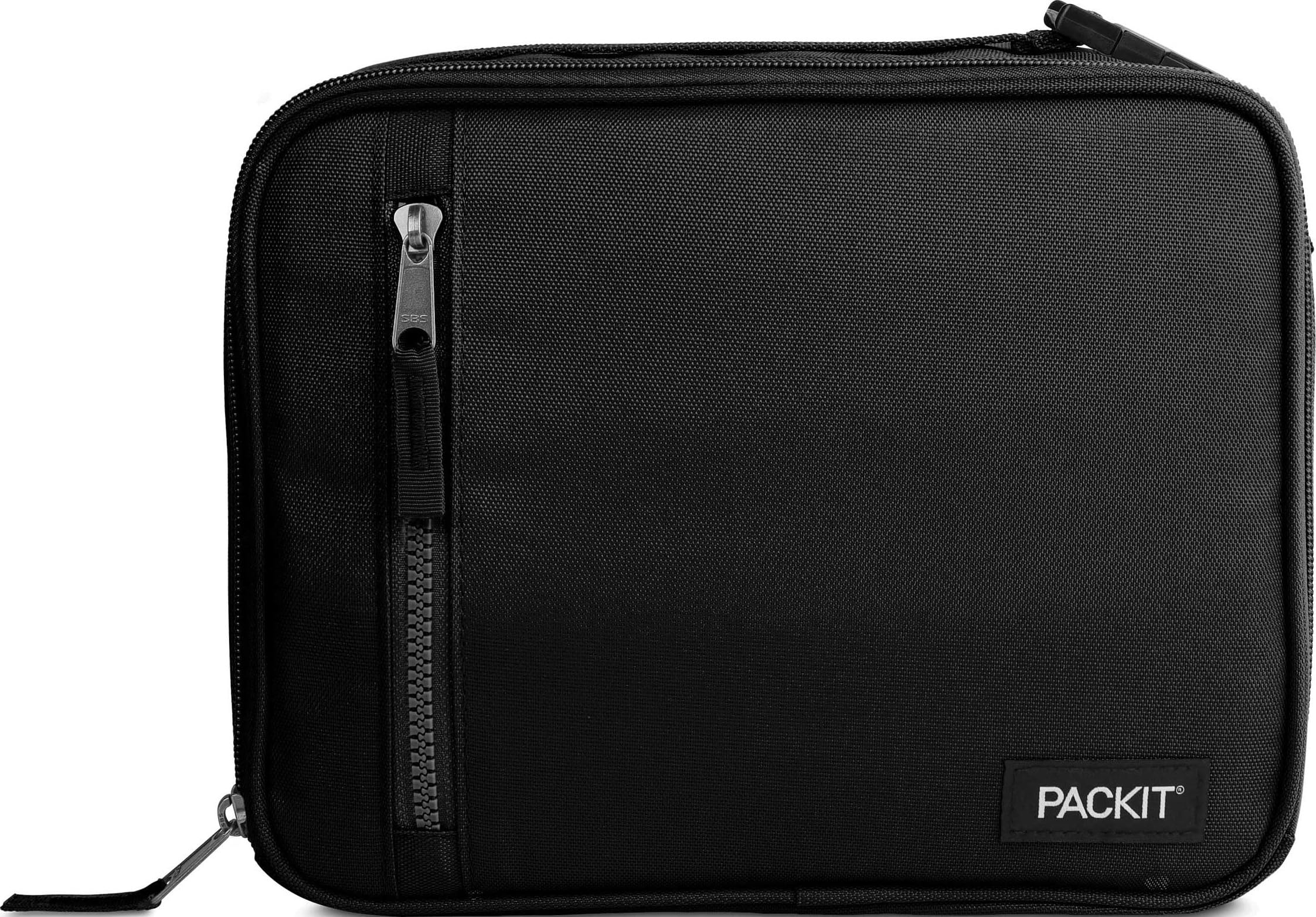 PackIt Freezable Classic Lunch Box, Black | Built-in ice packs, EcoFreeze+ Technology, Zip Closure, Zip front pocket, Side-re