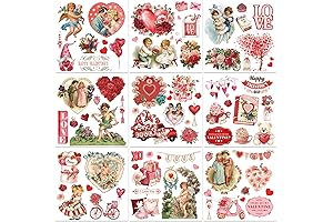 Celebrate Valentine's with Vintage Watercolor Rub-On Transfers - Set of 9