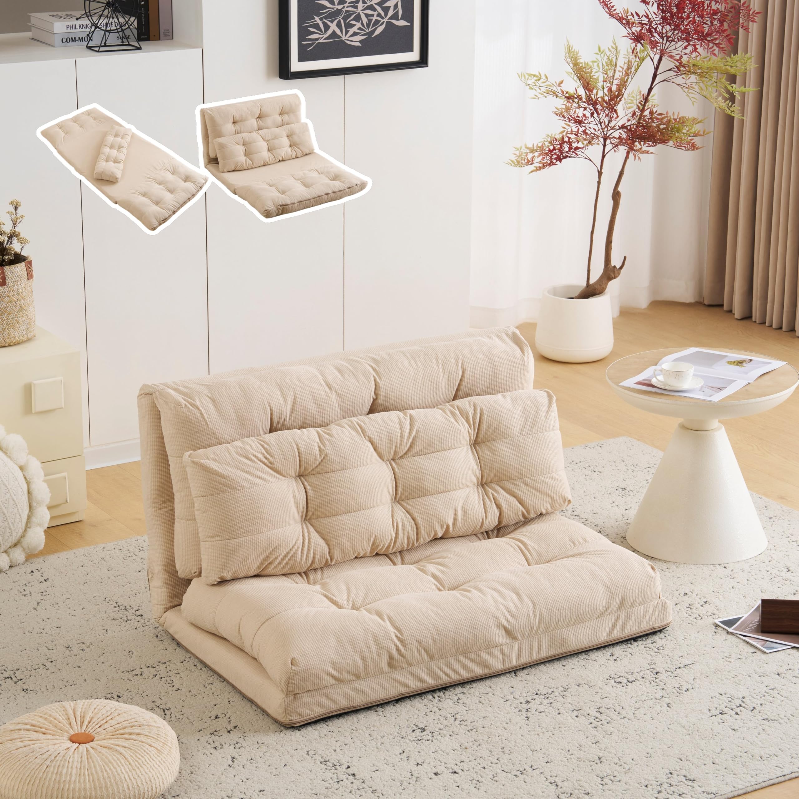 Amazon｜Kozomyer ソファ ソファーベッド レザー皮革/ワッフル織生地