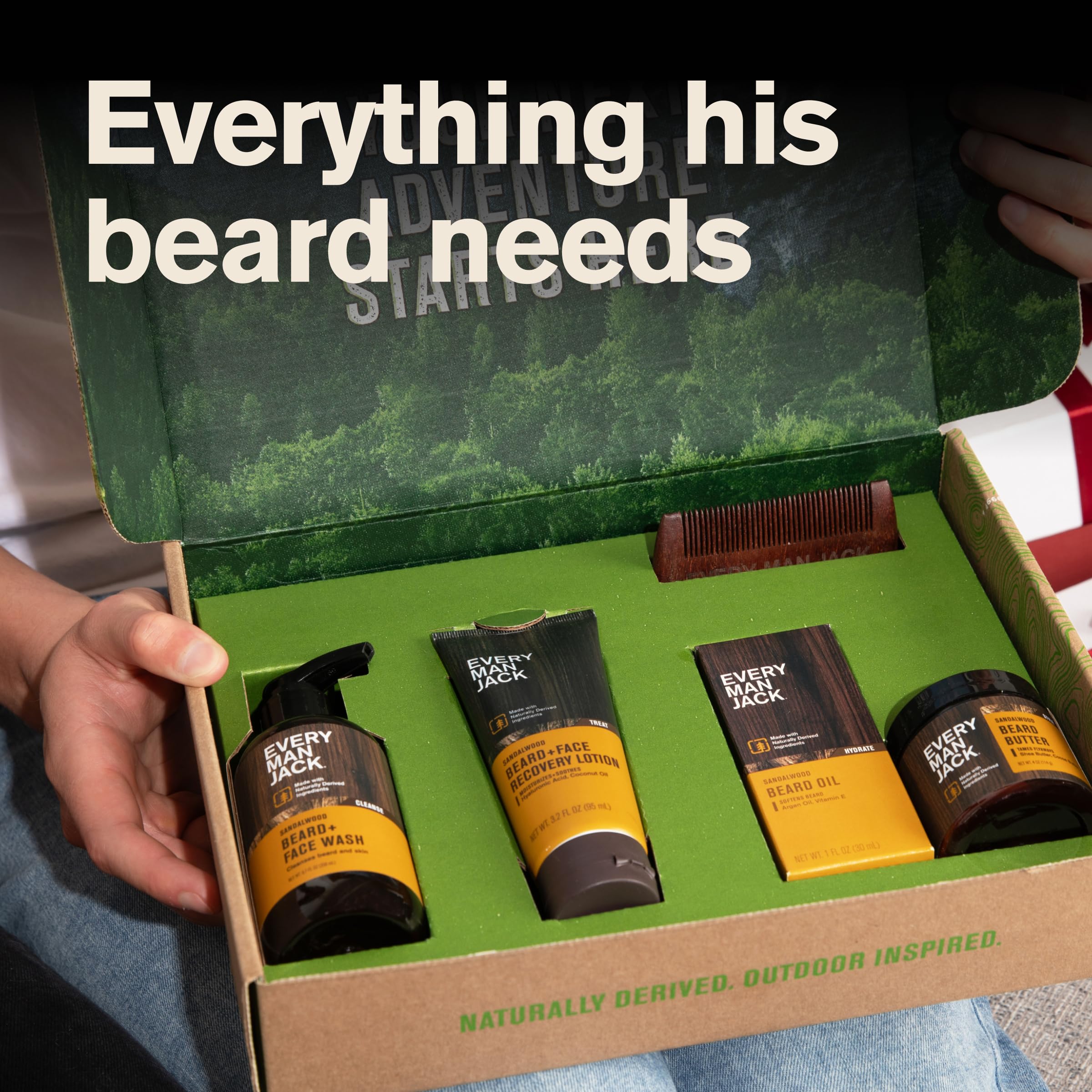 Every Man Jack Complete Beard Care Kit for Men, Sandalwood Teak, Gift Set