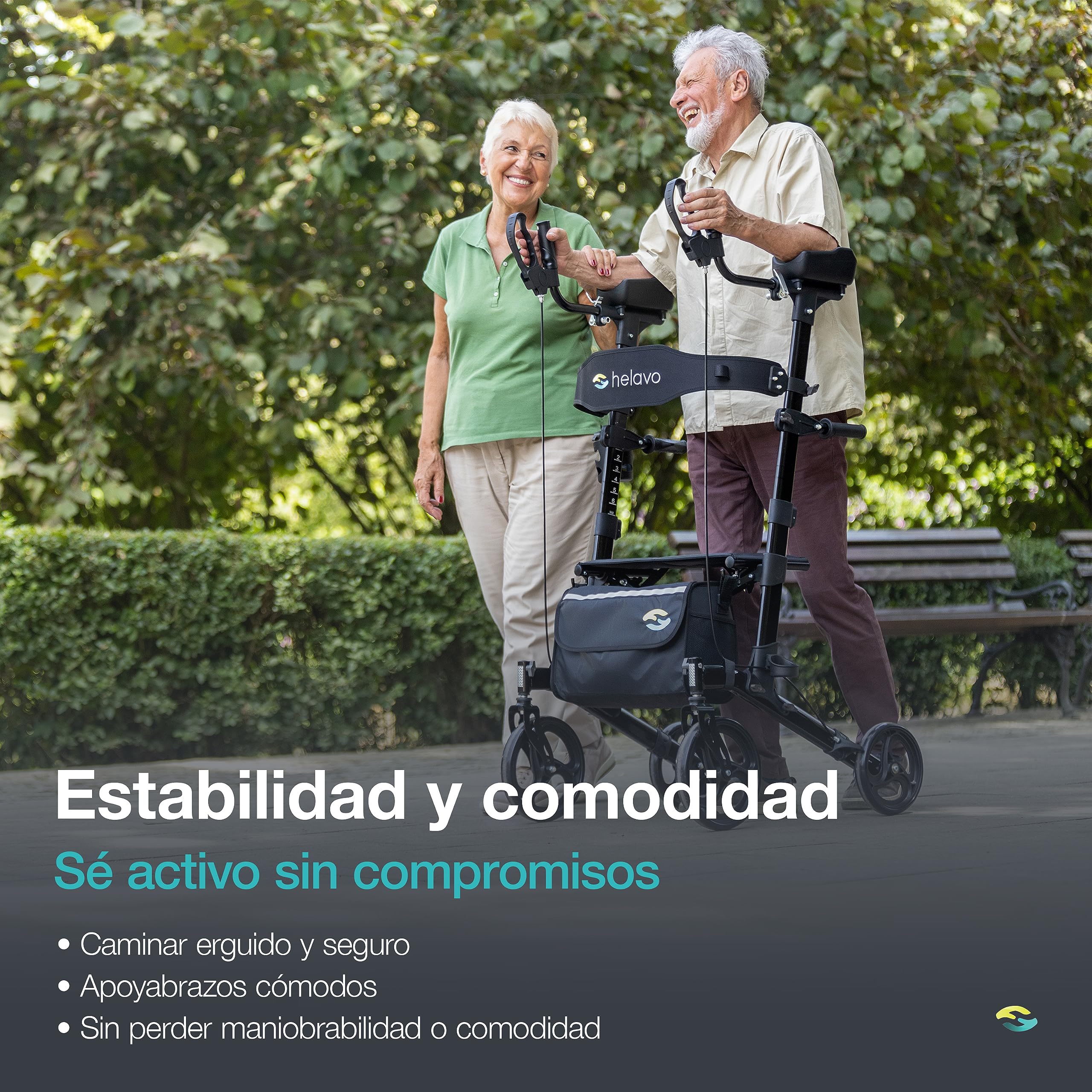 Helavo andador para ancianos para artritis con apoyabrazos acolchados - Andador ligero de aluminio con apoyabrazos y asiento blandos