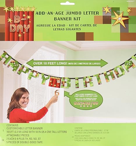 Amscan TNT Party! Cartel jumbo con texto en inglés "Add-an-Age Happy Birthday", 6 unidades