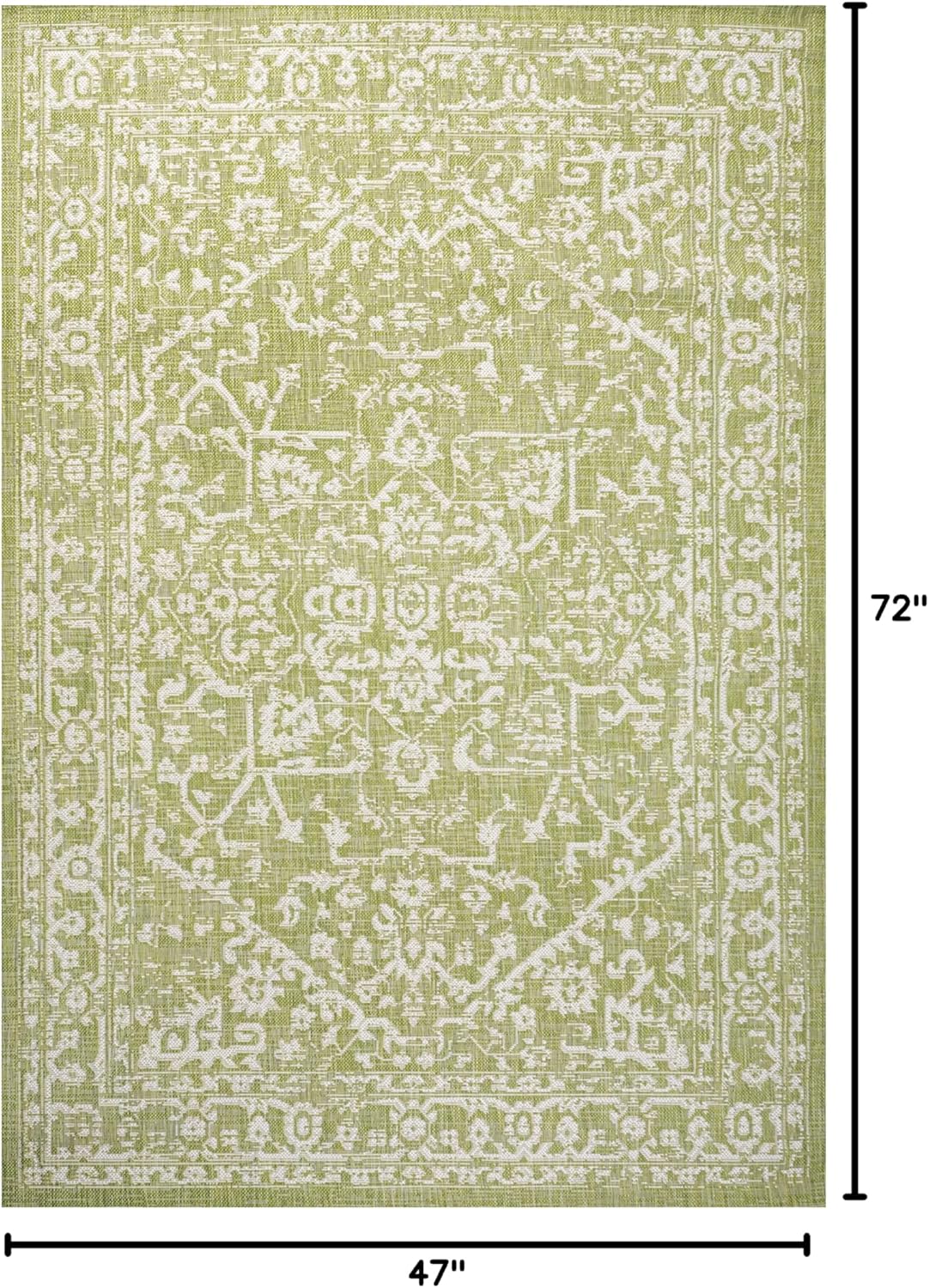 jonathan y boho medallion indoor outdoor area rug 4x6 green/cream, malta textured weave for backyard, patio, porch, easy-cleaning, high traffic, pet-friendly, non-shedding (smb104d-4) green/cream 3'11" x 6' (rectangular)
