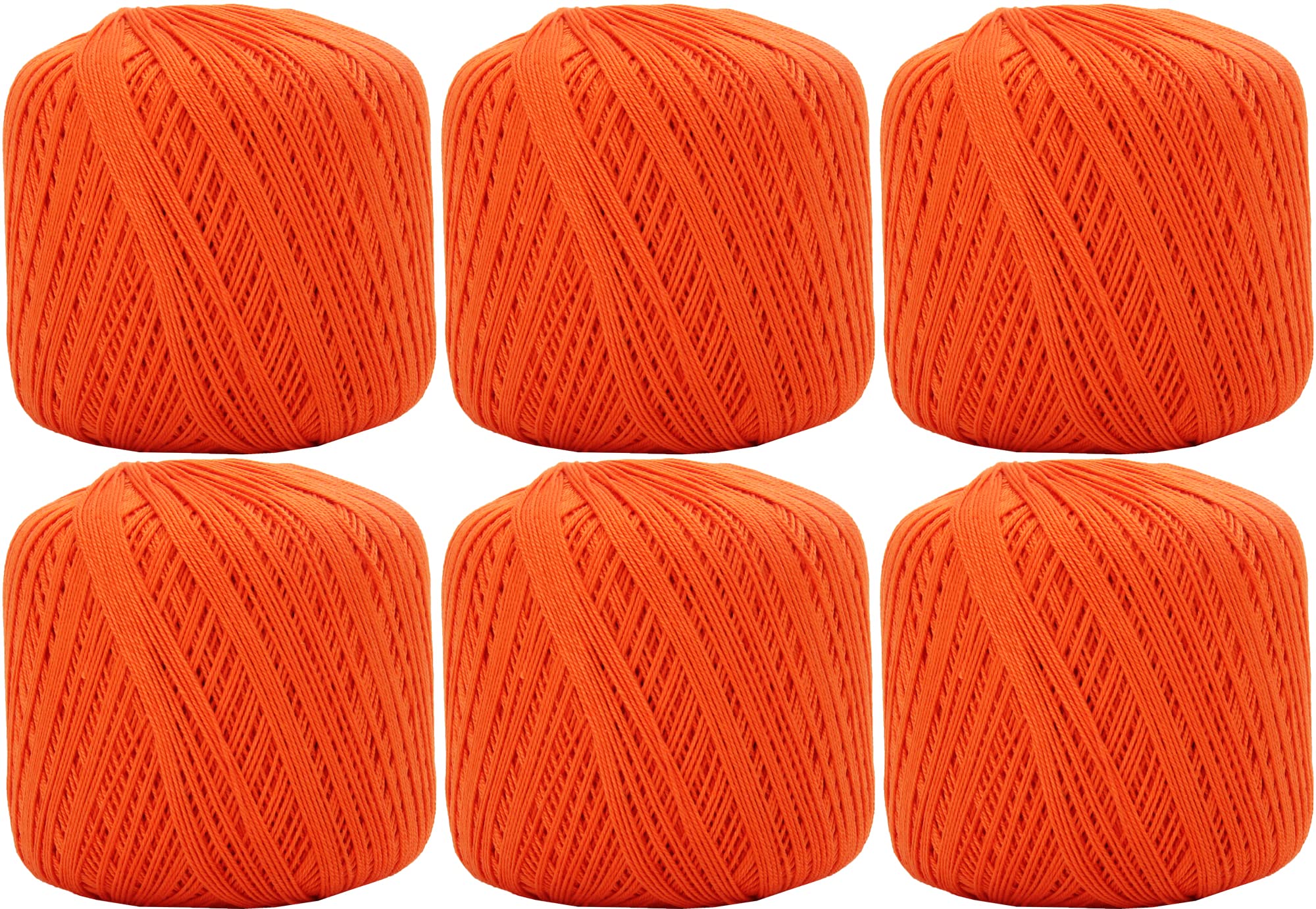 ThreadArt 100% Cotton Crochet Thread Size 10, 6 Ball Pack, Orange 3510