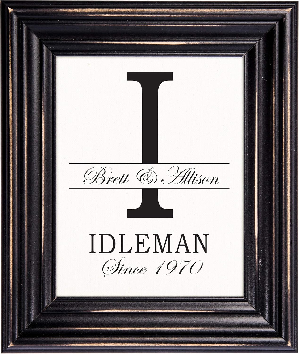 Lifesong Milestones Personalized Wall Hanging Family Monogram Photo Frame “I” - Established Date Family Name Signs for Home Decor-Family Initial Wall Decoration for living room kitchen 15”x18” (Black)