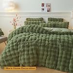 LIFEREVO 2 Pieces Fluffy Faux Rabbit Fur Pillow Cases, Luxury Soft Plush Shaggy Bubble Pillowcases Standard Size with Zipper, Furry Fuzzy Long Pillow Shams Adult Girls Kids Teens 20x26, Sage Green