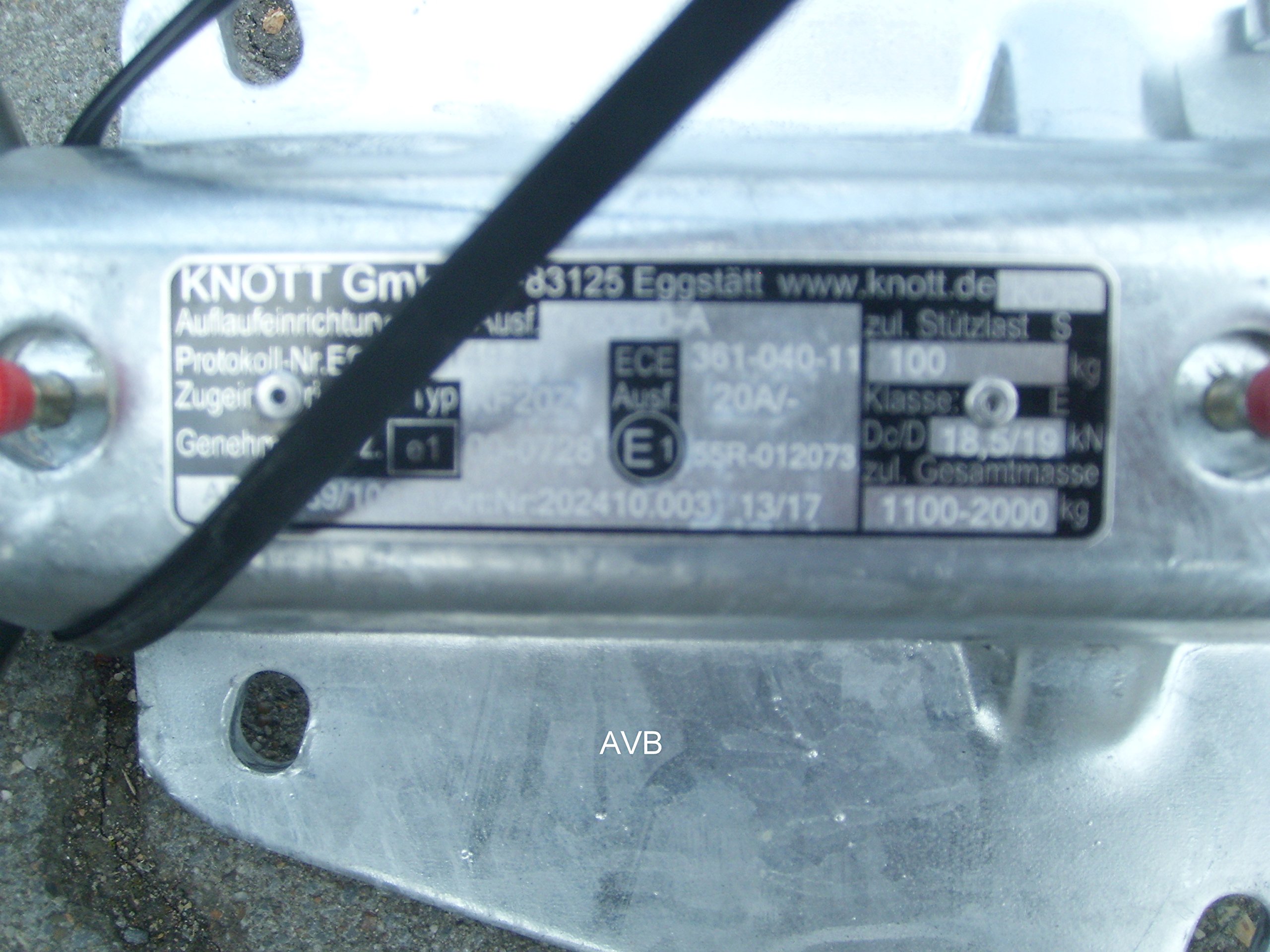 Knott Auflaufeinrichtung KF-20A KF20A mit Stützradkonsole 1100-2000kg