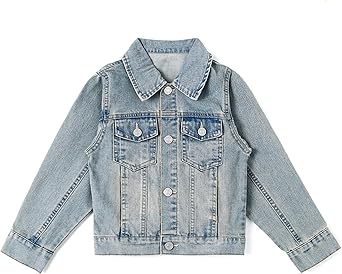 KIDSCOOL SPACE Little Girl/Boy Jean Jacket, Stone Washed Soft Denim Outfits