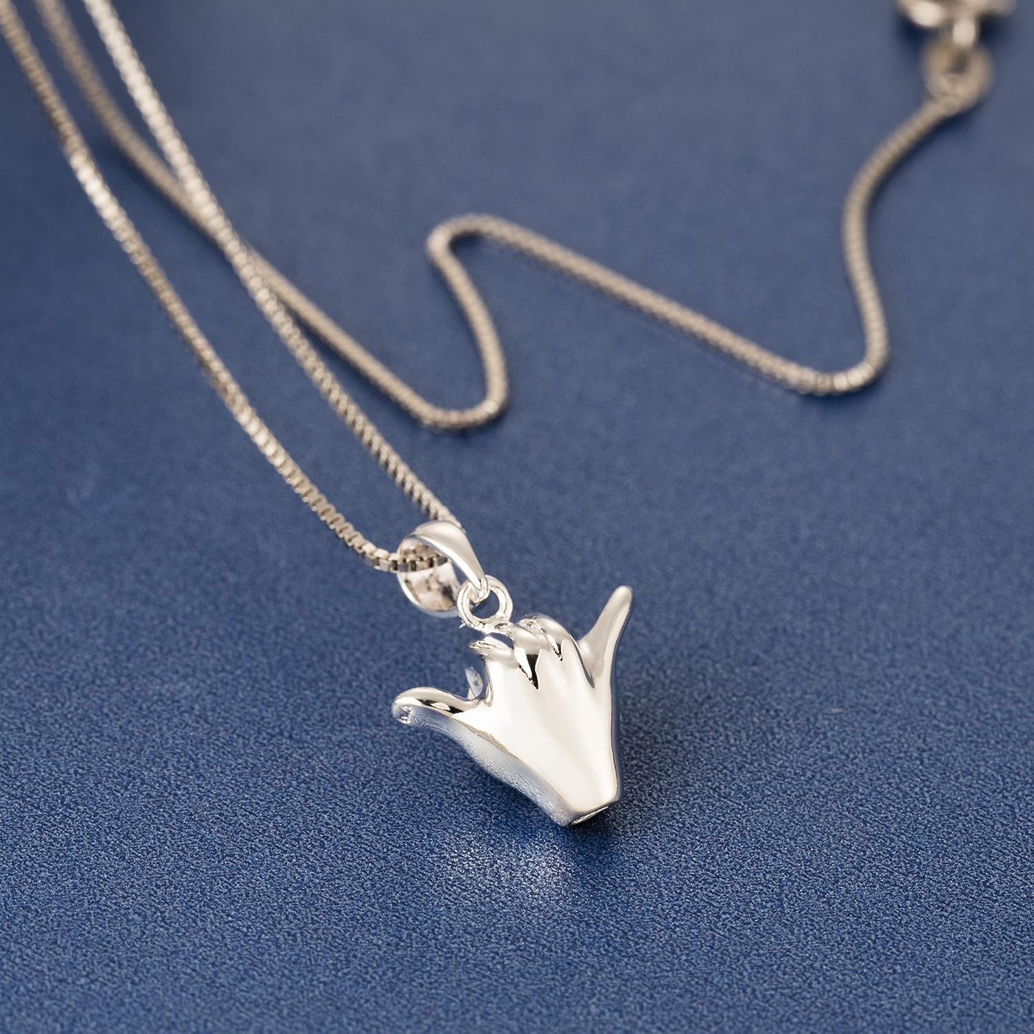 925 Sterling Silver Hawaiian Shaka Hang Loose Necklace Pendant with 18" Box Chain, Nickle-Free Hypoallergenic for Sensitive Skin, Ocean Tropical Jewelry, Gift Box Included - Image 3