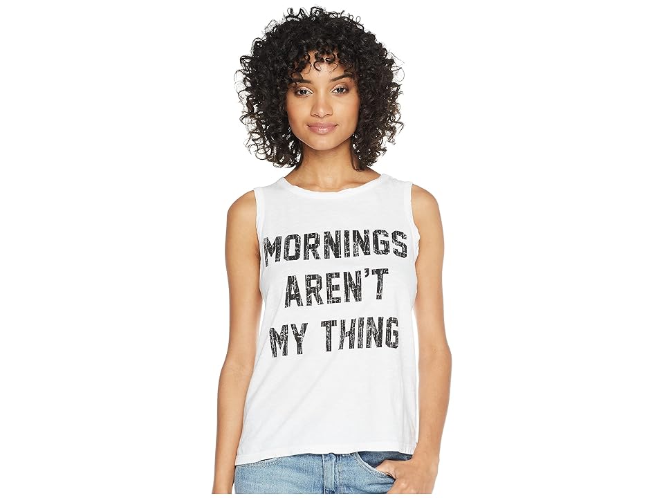 

The Original Retro Brand Mornings Aren't My Thing Cotton Slub Tank (White) Women's Clothing