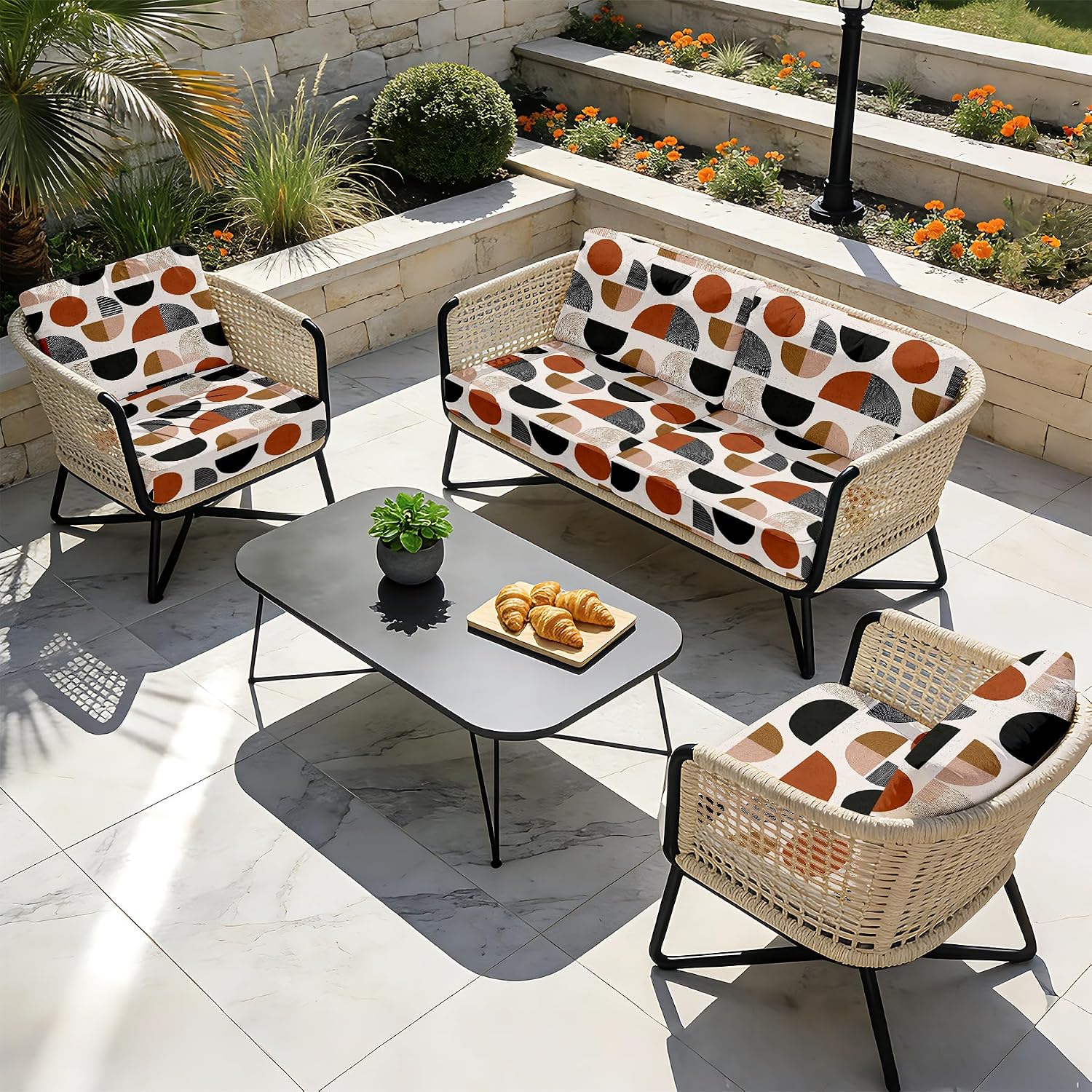 8 Pack Outdoor Cushion Covers for Patio Furniture, Stretch Slipcovers image 4