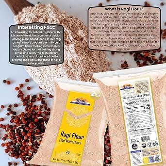 Rani Ragi (Finger Millet) Flour 32oz (2lbs) 908g ~ All Natural | Vegan | Gluten Friendly | NON-GMO | Kosher | Indian Origin