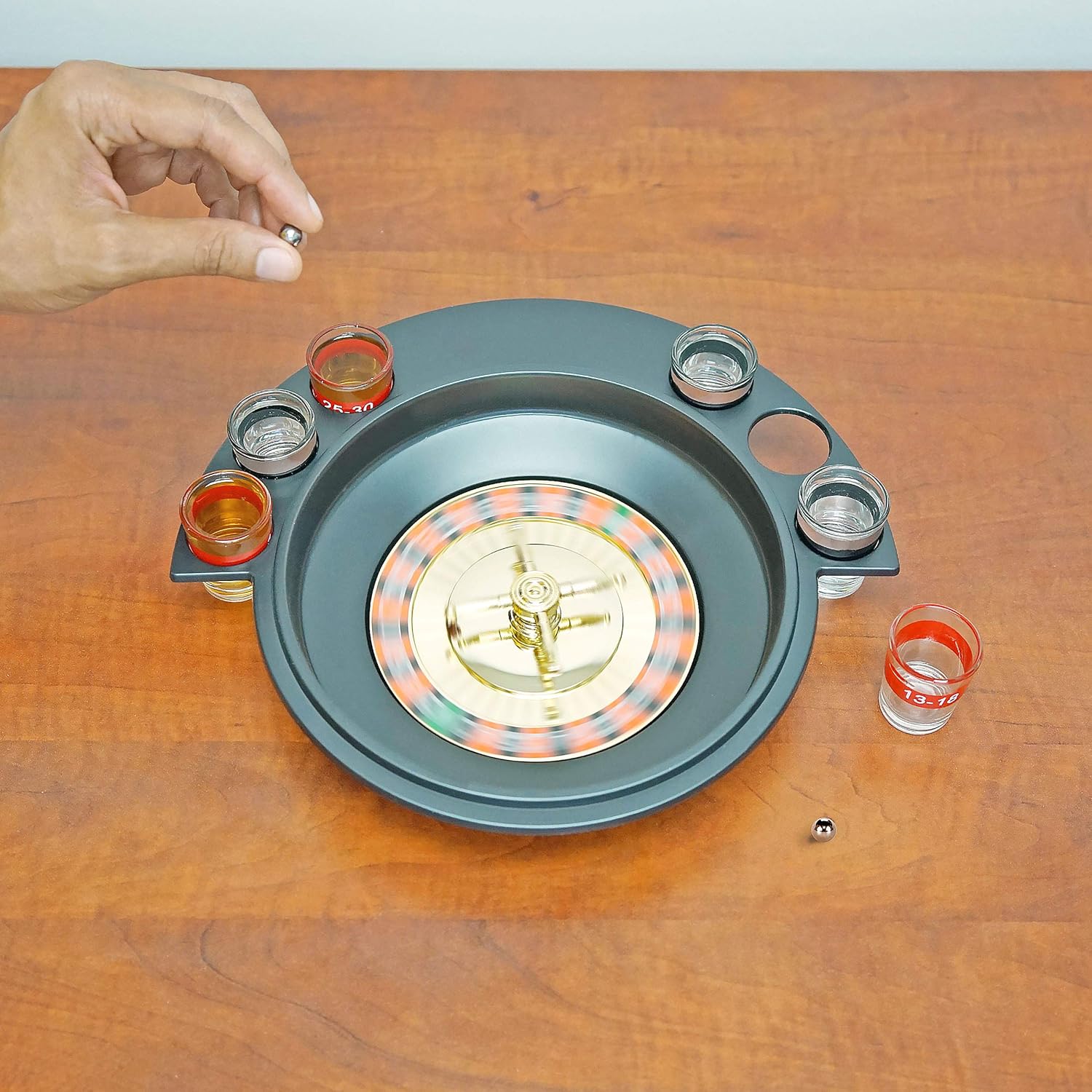 Fairly Odd Novelties Shot Glass Roulette Drinking Game Set with 2 Balls and 6 Shot Glasses : Sports & Outdoors