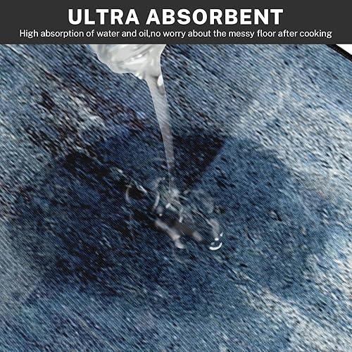 Miniatura 7 de Juego de 2 alfombras y tapetes de cocina antideslizantes y lavables, modernos para piso, pintura contemporánea, decoración abstracta de cocina