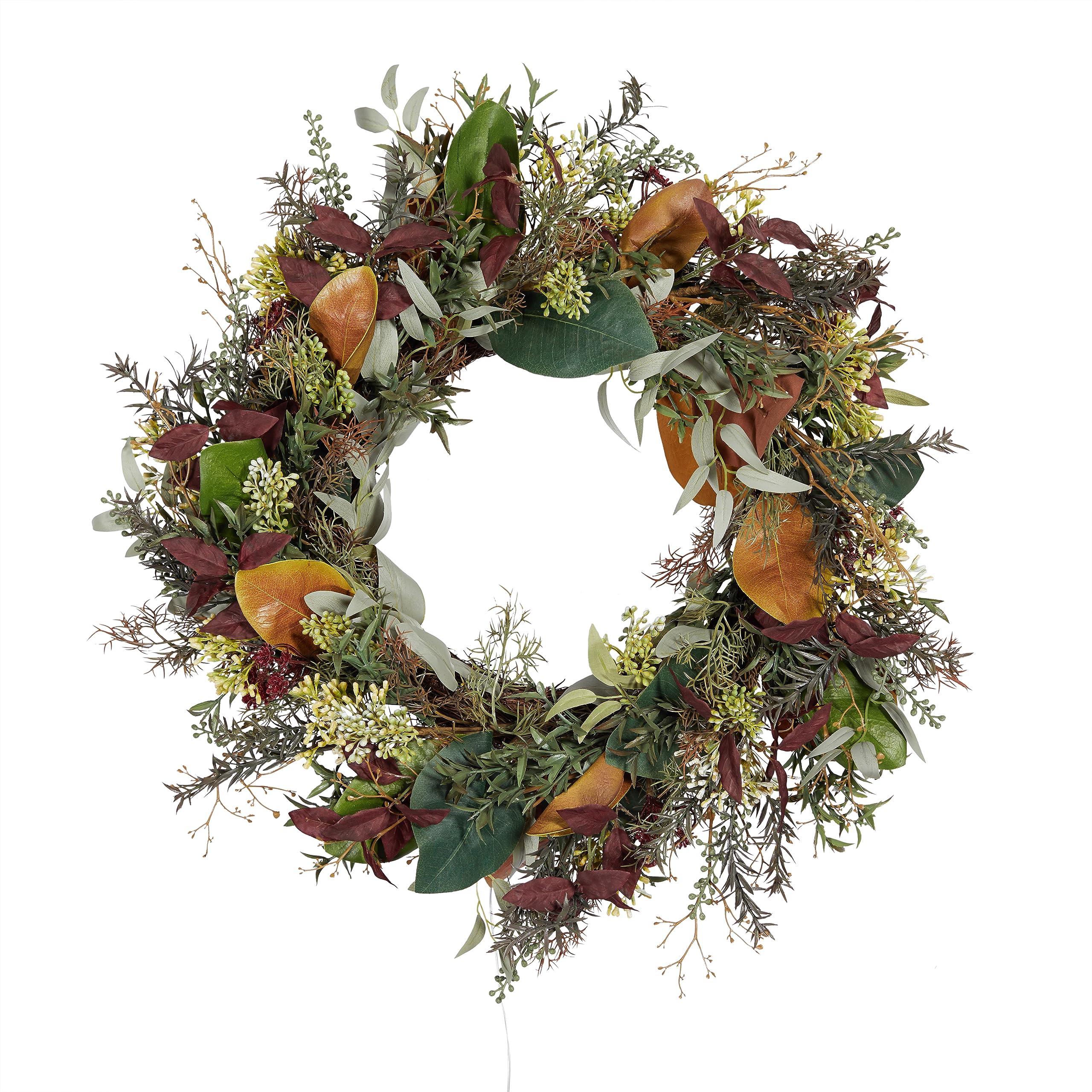 Lights4fun 60cm LED Herbst und Weihnachtskranz beleuchtet künstlich Innen Deko Weihnachten Türkranz Herbst