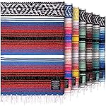 Hydration Nation Authentic Large Handwoven Mexican Striped Throw Blanket - Soft, Durable, Eco-Friendly - 70x50 - Mariner