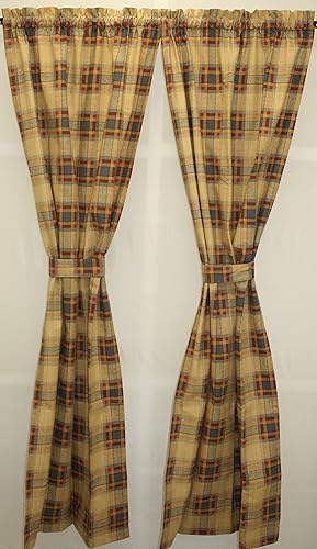 Miniatura 1 de The Curtain Shop Duncan Plaid 45 Pair-Azul