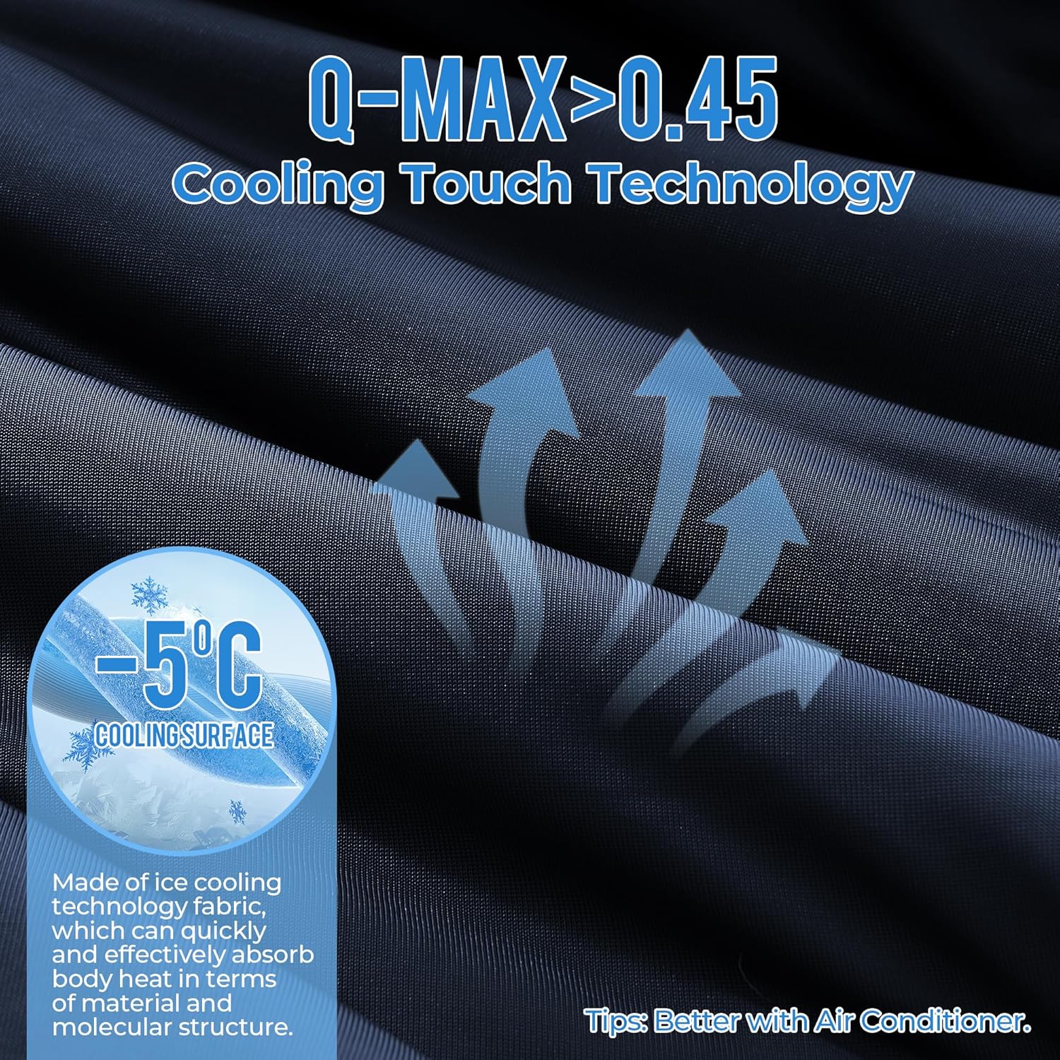 Pinstripe Cooling Comforter Twin Size, Q-Max 0.45 Reversible Striped Cooling Blanket for Hot Sleepers, Breathable Lightweight Silk Smooth Summer Bedding, Quilted Ice Blanket, Navy Blue