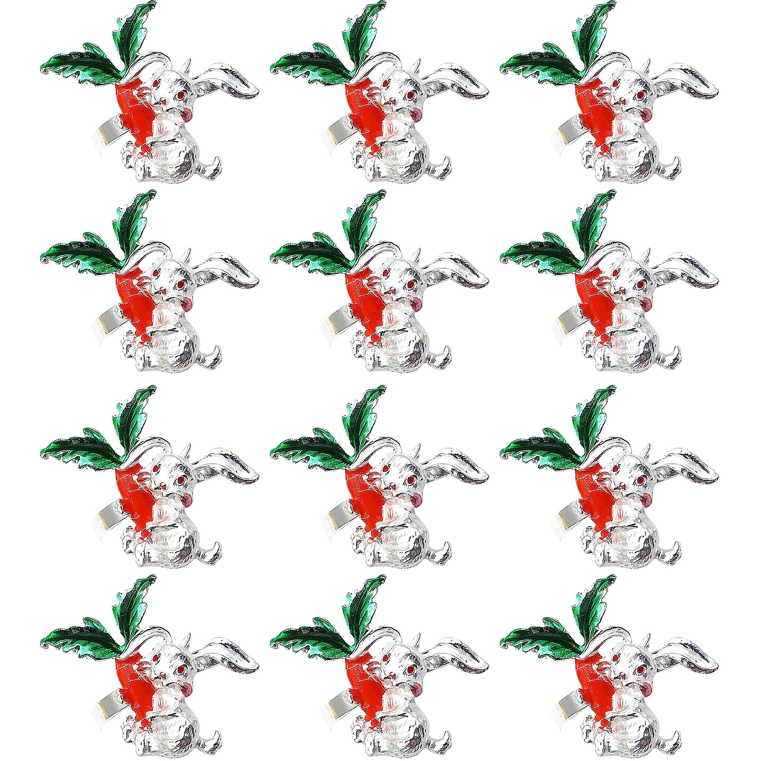 portatovaglioli,decorazioni for la tavola di Natale,Anelli tovaglioli pasquali Set da 12,Portatovaglioli dorati con coniglio,Anelli tovaglioli anti-sbiadimento for banchetti di nozze, cene festive-D-3