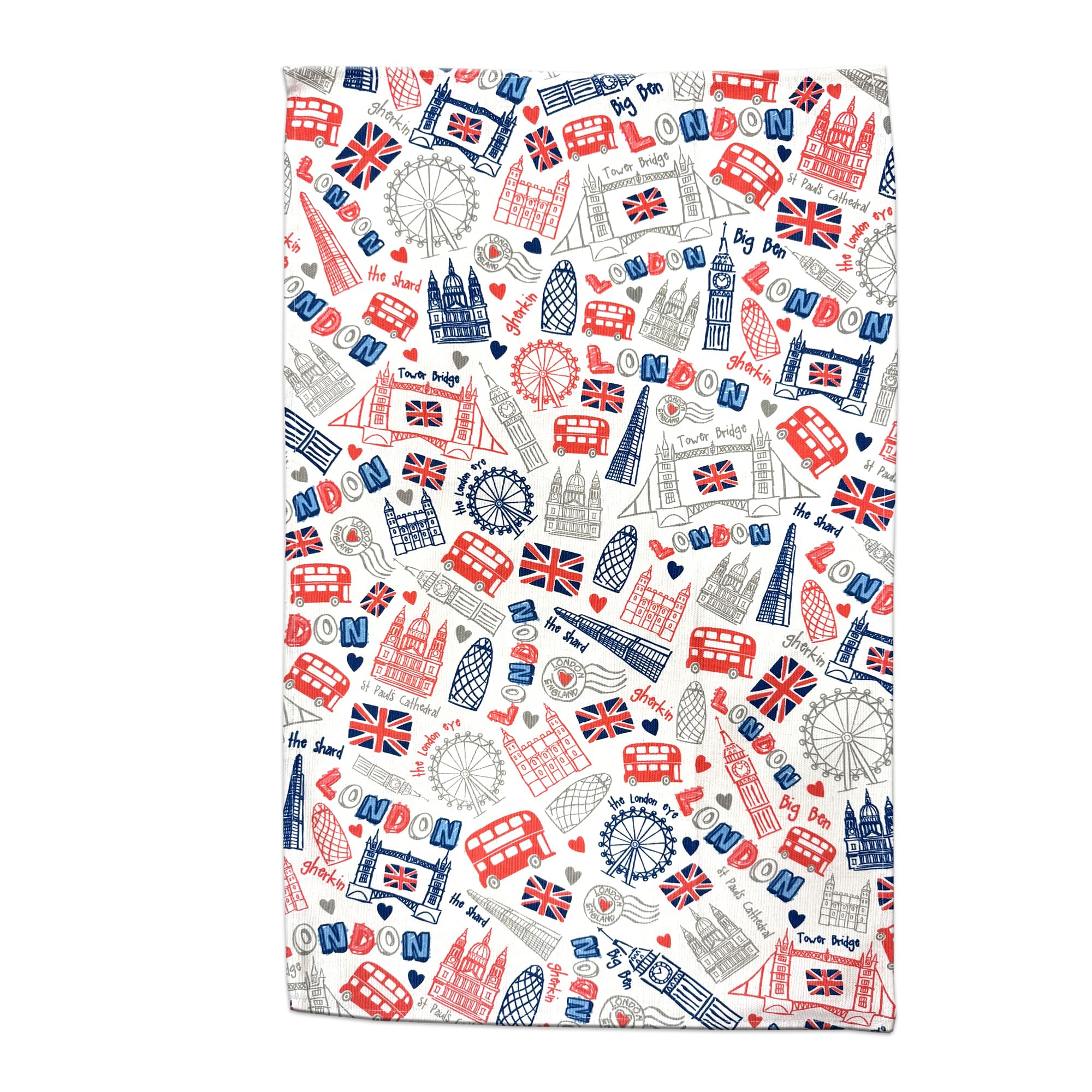 Elgate Multi London Doodles Tea Towel 100% Cotton