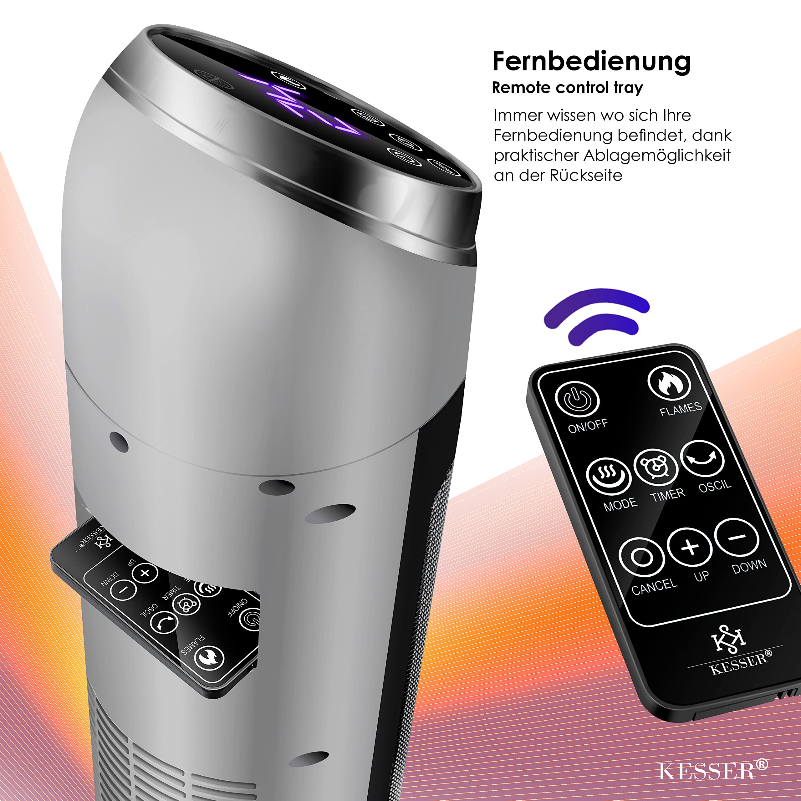 KESSER® Elektrische Kachel 1200W Terrasverwarmer Energiezuinig Infrarood Verwarming Staand Heater Ip55 Verwarmer Wit