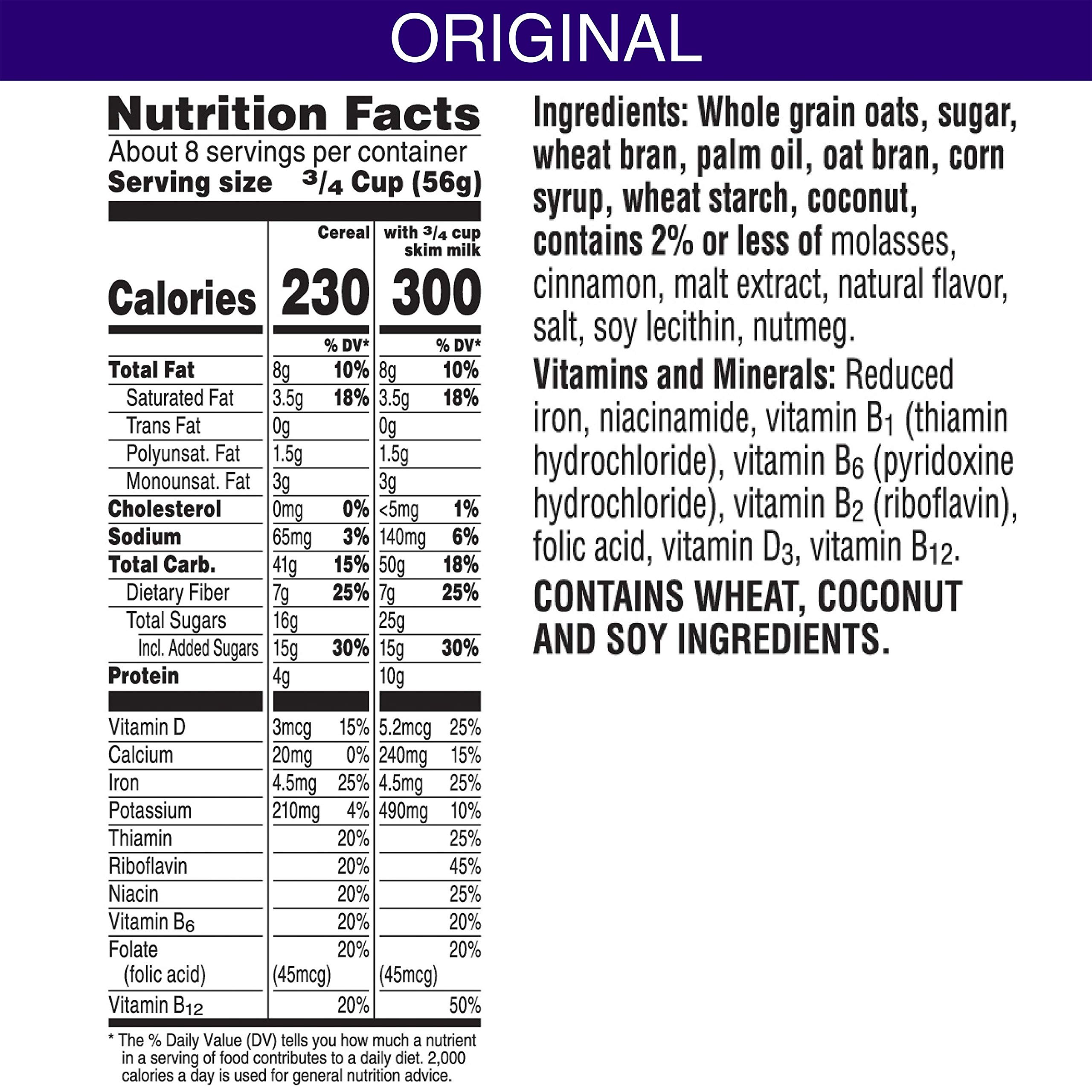 Kellogg’s Cracklin’ Oat Bran Breakfast Cereal, High Fiber Cereal, Kids