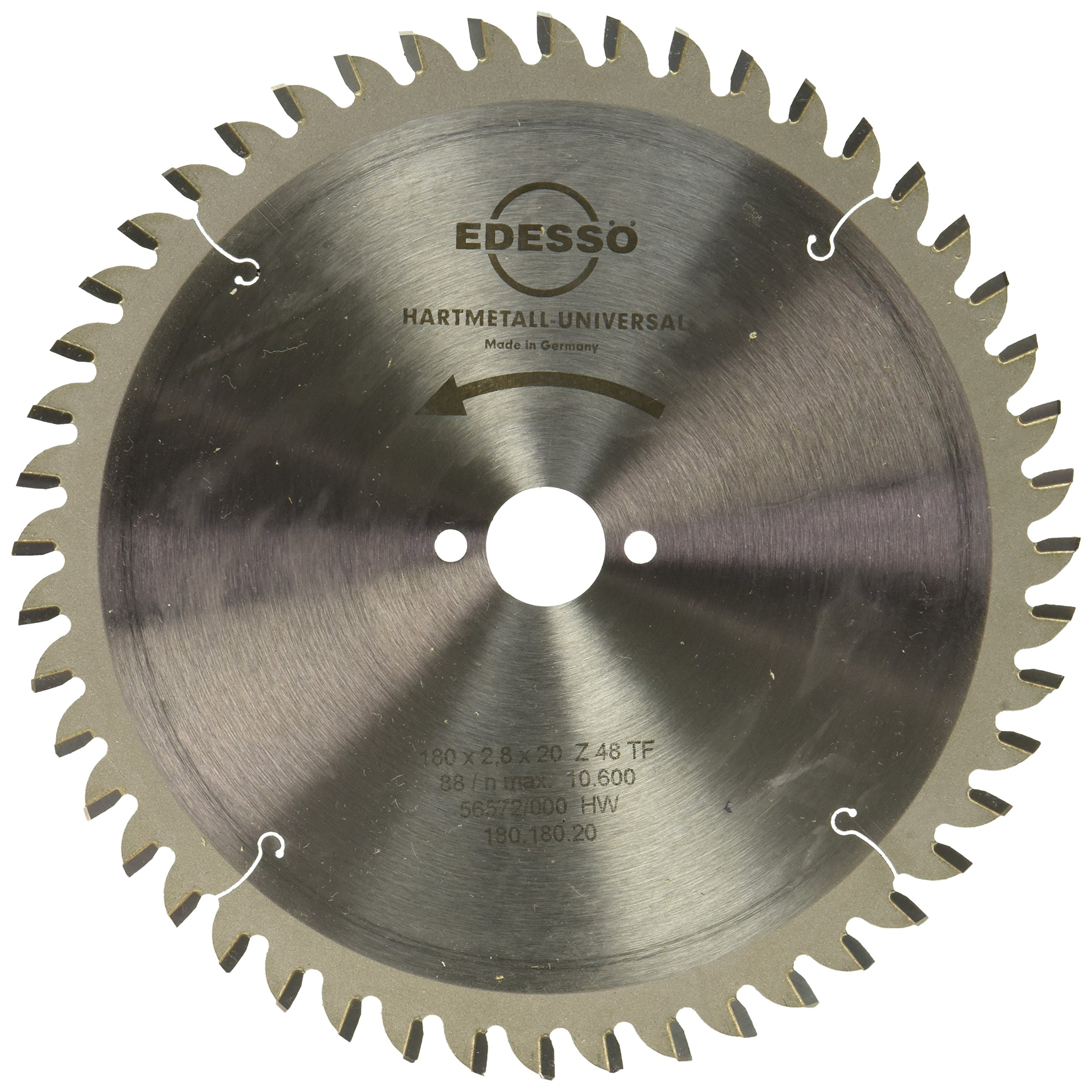 Edessö 18018020 HM lama della sega circolare di precisione di universale 2/6/32 HW 180 X 2,8/2,2 X 20 Z = 48 TF, argento