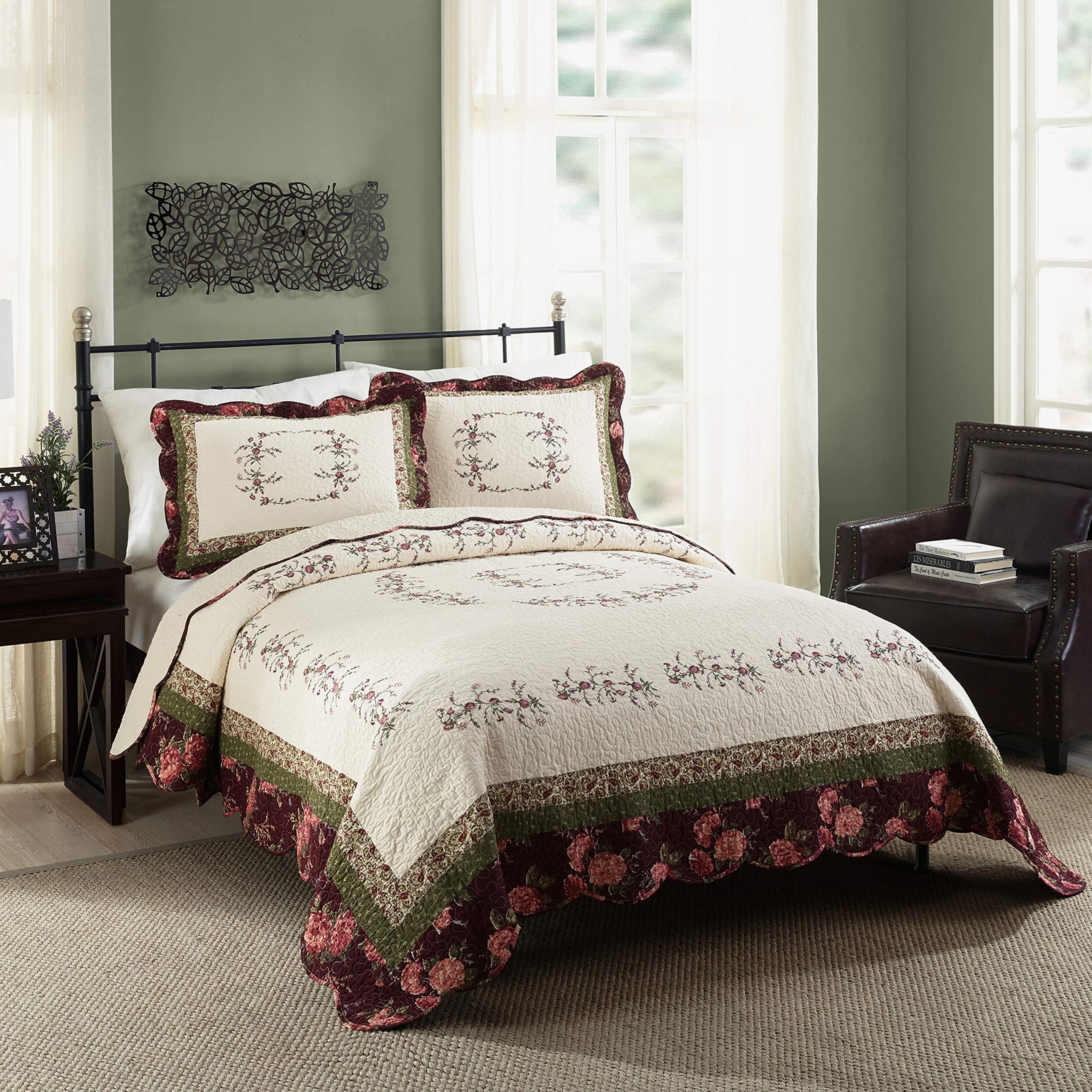 Modern Heirloom Collection Quilt Set, Polyester, Red, king