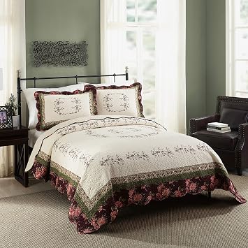 MODERN HEIRLOOM Brooke Quilt Set - Full/Queen, Red, 3-Piece