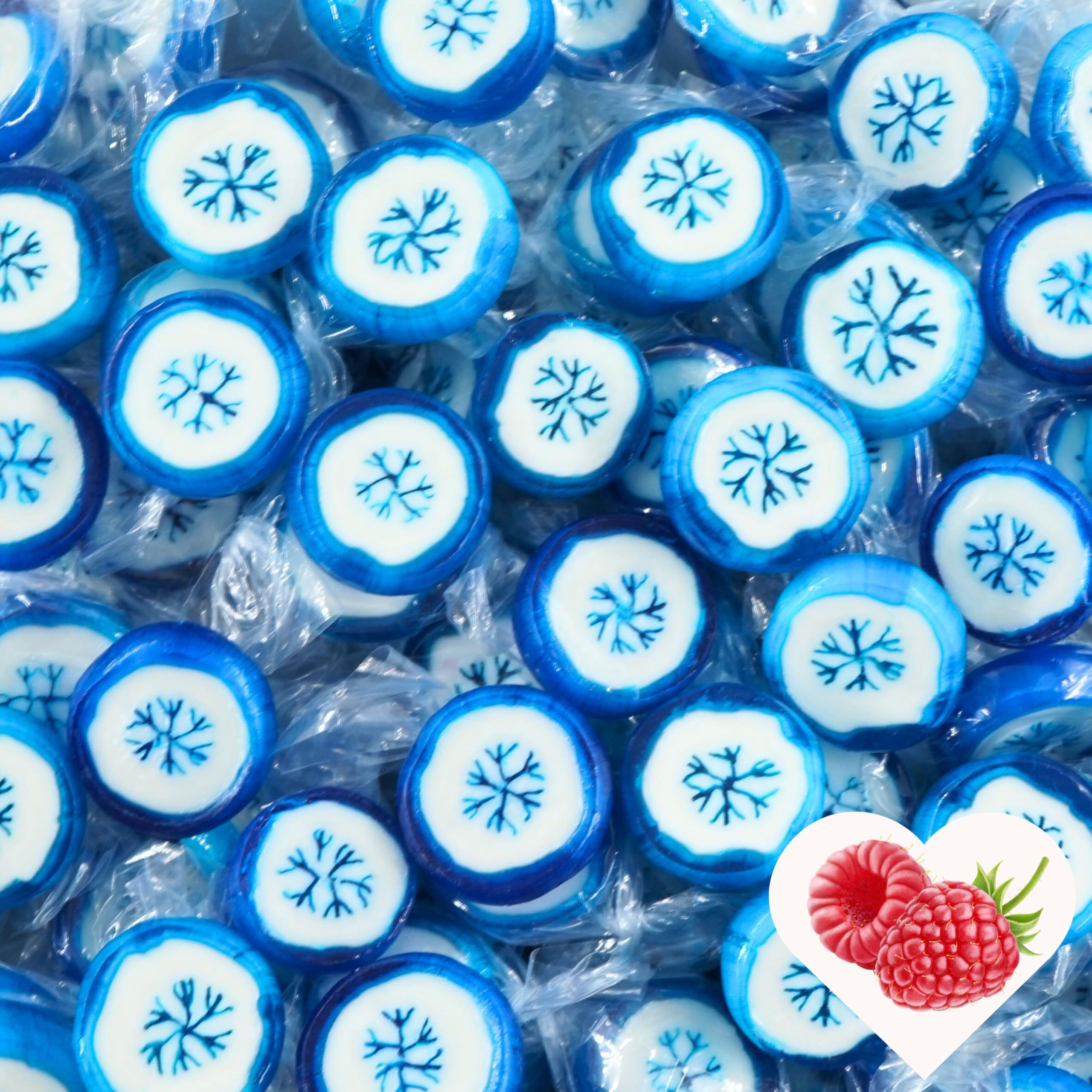 EinsSein Weihnachtsbonbons Schneeflocken blau-weiß 4kg | Handgemachte Rocks Bonbons | Mini Süßigkeiten & Kleinigkeiten für Adventskalender Nikolaus & Wichtelgeschenke | Alternative zu Schokolade