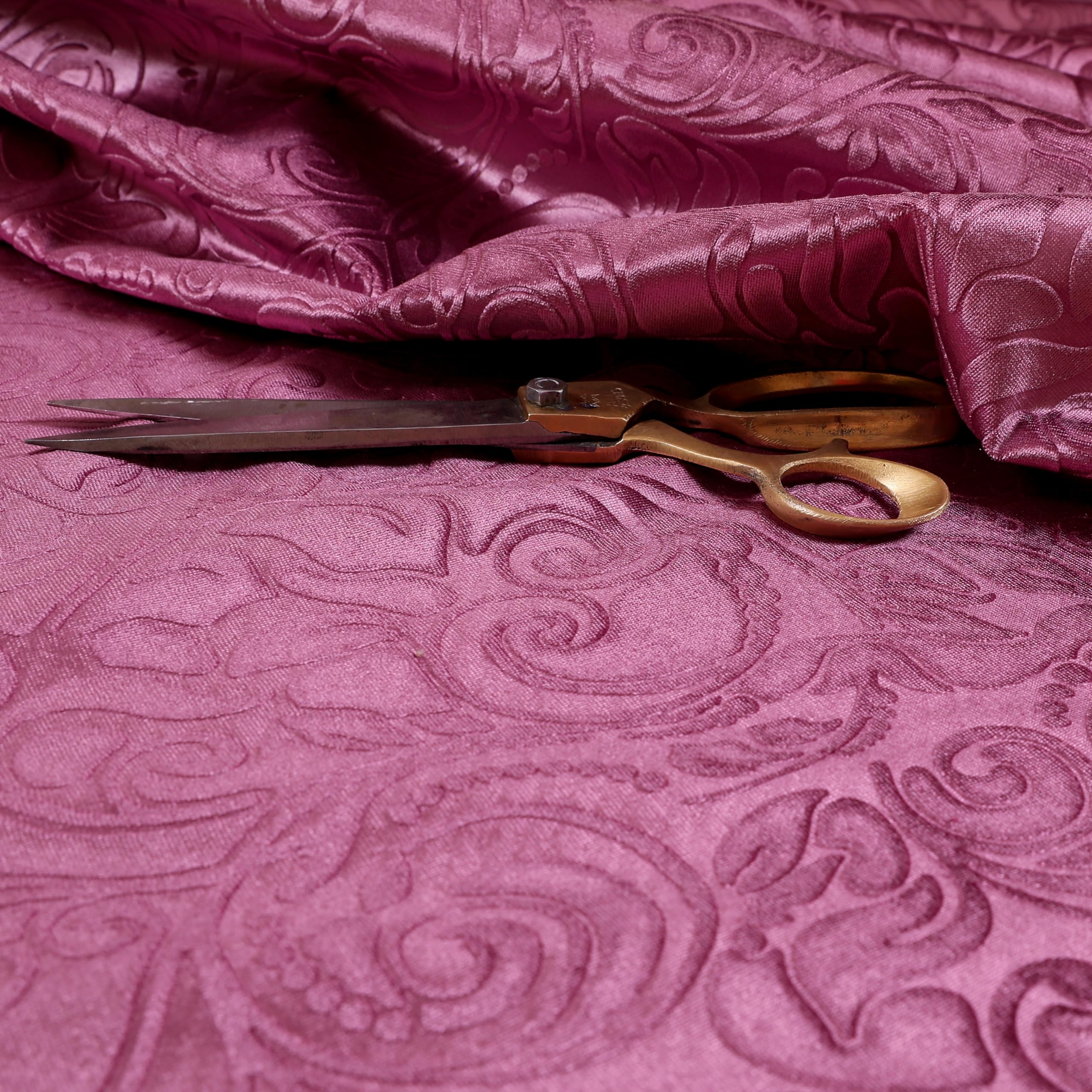Redbrick Mill Fabrics Flame Retardant Shiny Floral Embossed Pink Lilac Velvet Pattern Upholstery Furnishing Fabric (Per Metre)
