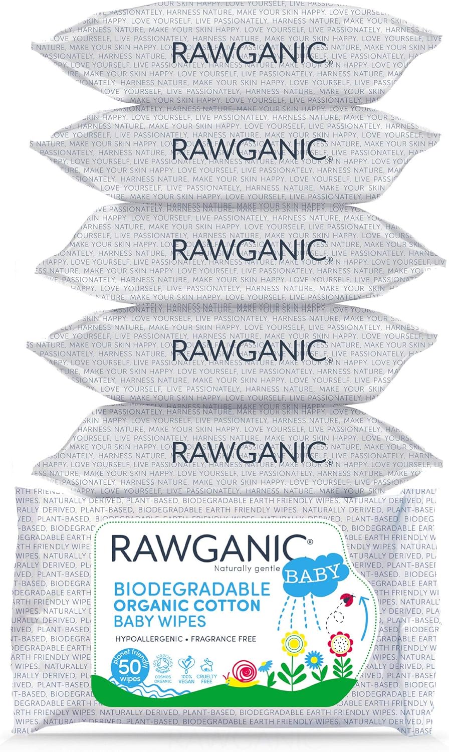 RAWGANIC Gentle Biodegradable Organic Cotton Baby Wipes