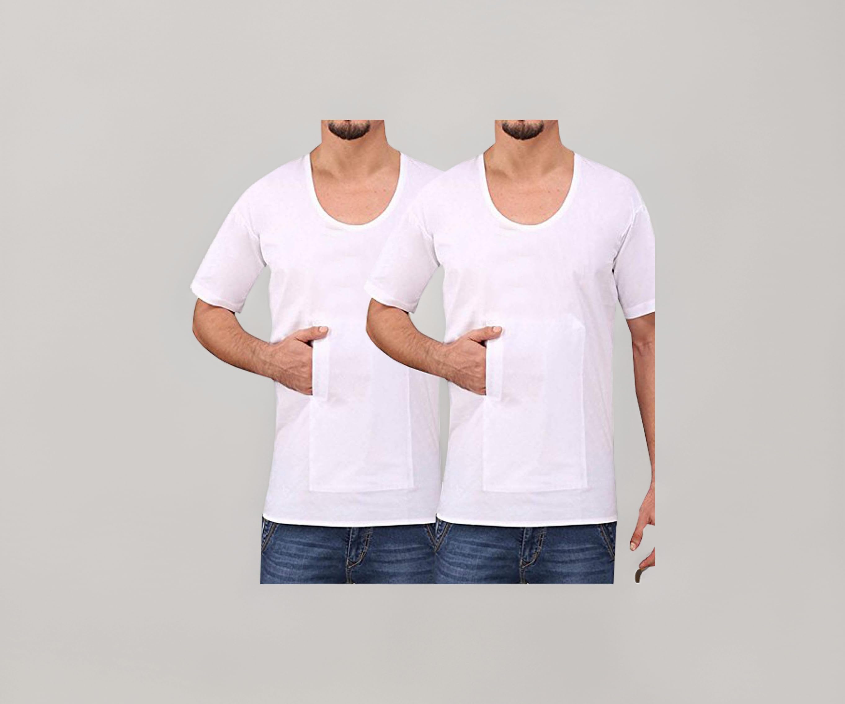 eraa Men's Cotton Pocket Vest for Security PurposeWhite