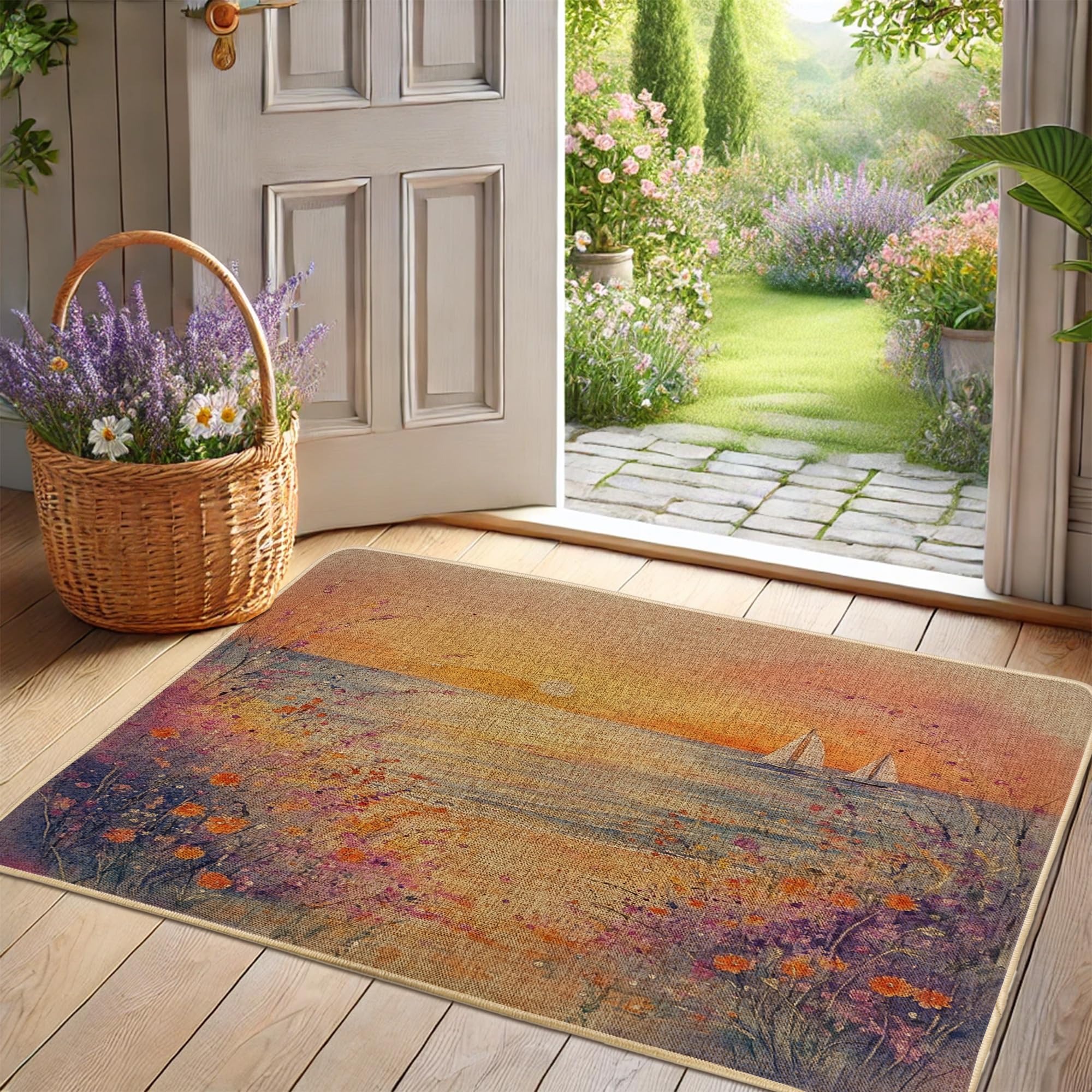 Paillasson coucher de soleil paysage pour réchauffer l'ambiance de votre entrée intérieure